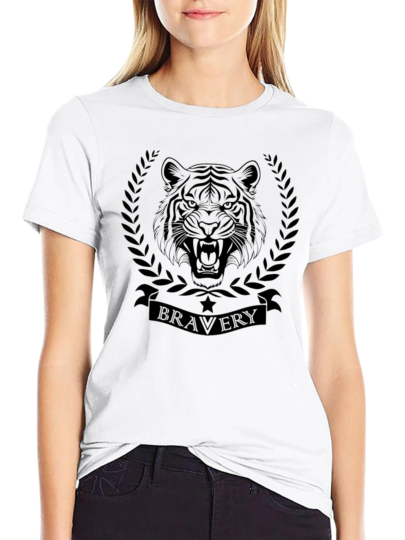Black Black Tiger Bravery Graphic T-Shirt view 9