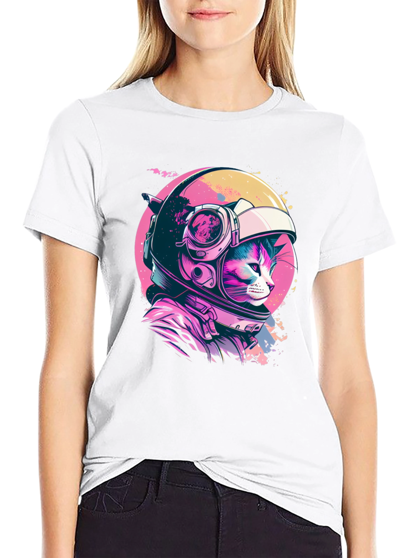 Black Cosmic Cat T-Shirt - Astronaut Kitten in Space! view 9