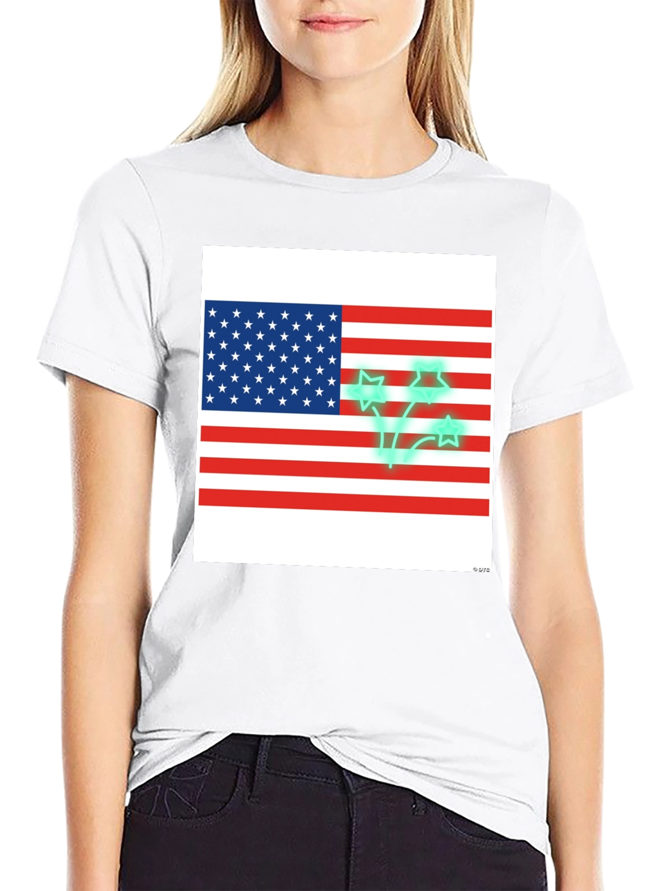 Black American Flag Stars Graphic T-Shirt view 9