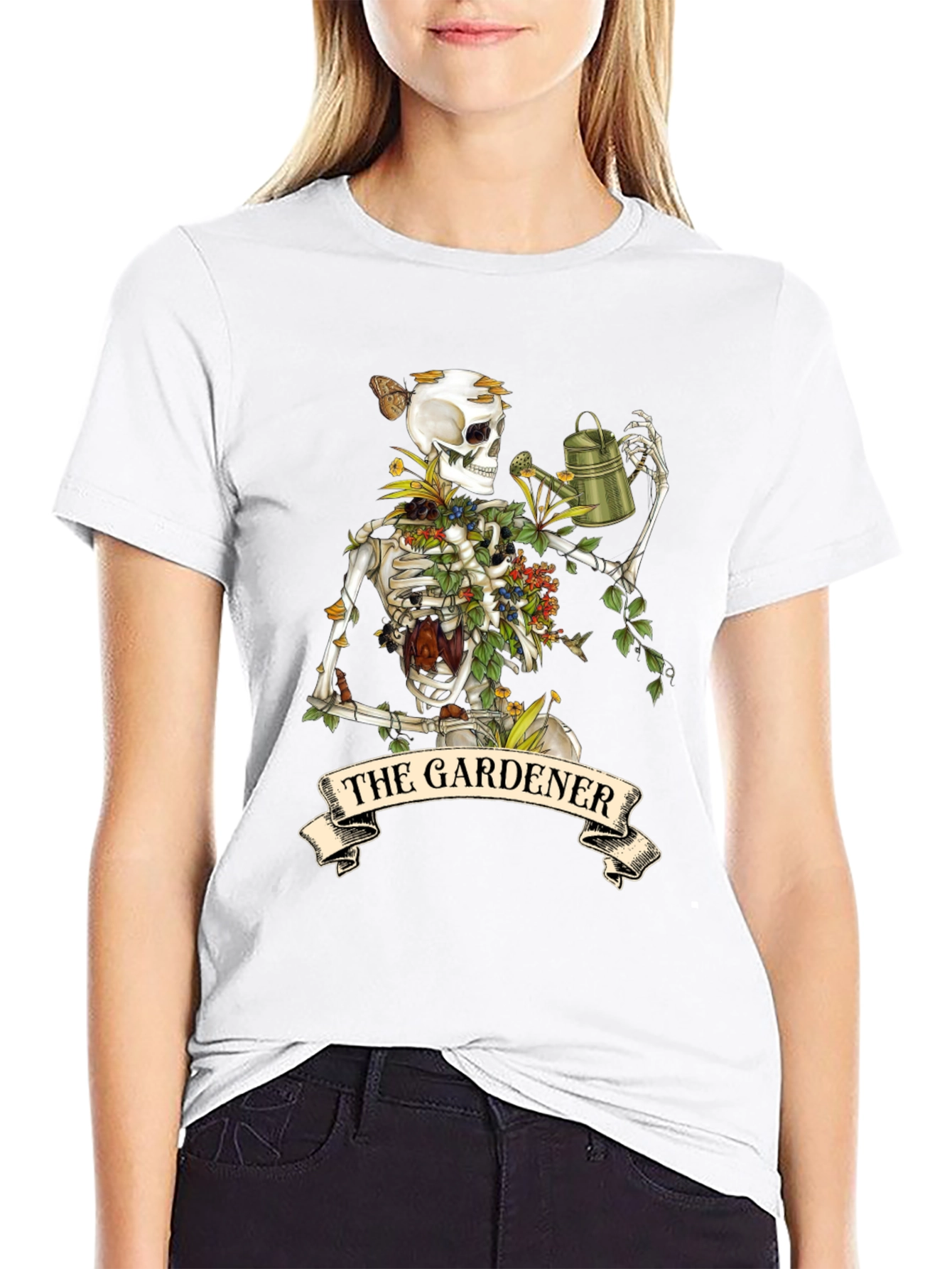 Black The Gardener Skeleton Graphic Tee - Unique Style view 9