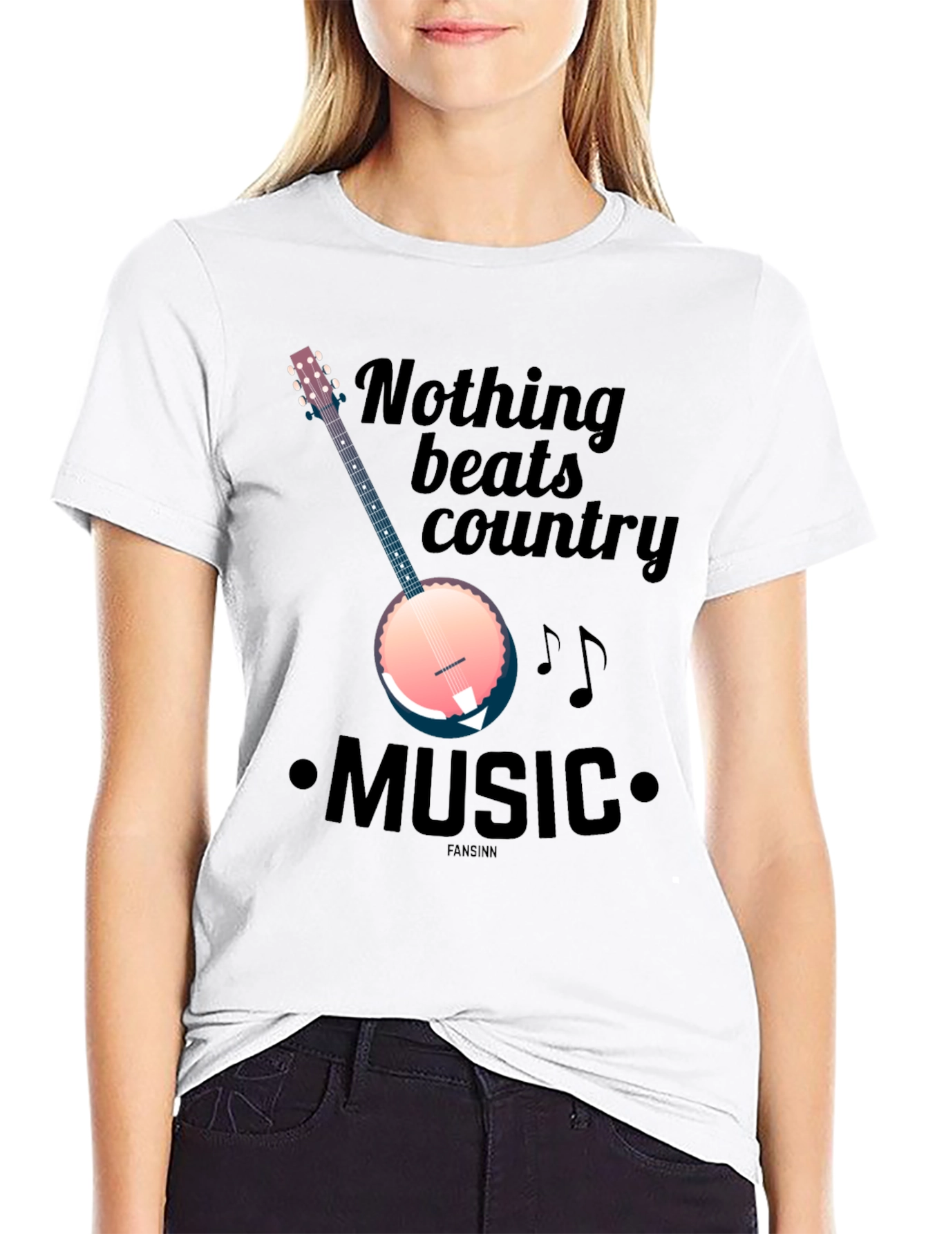 Black Country Music Banjo Graphic T-Shirt view 9