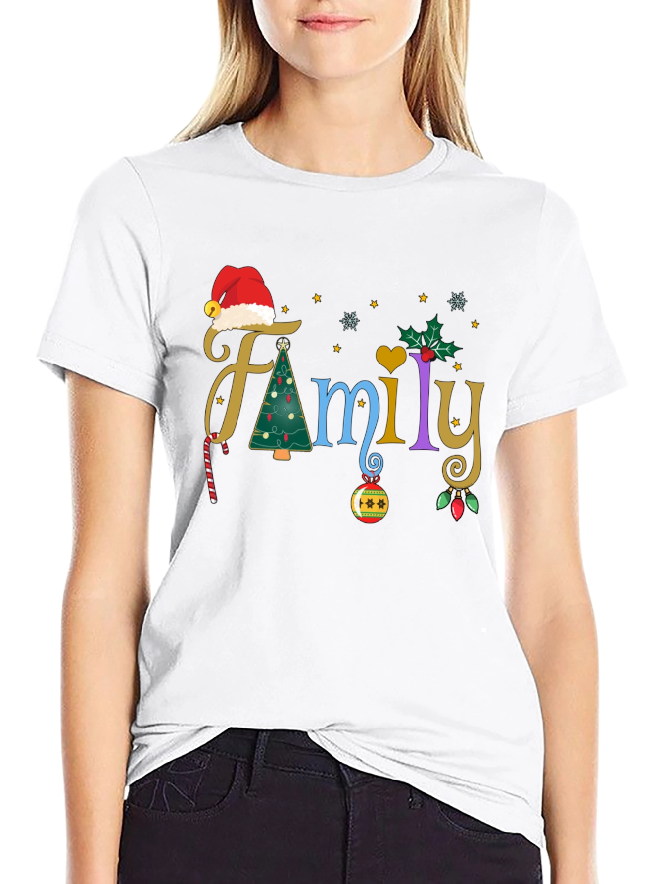 Black Festive Family Christmas T-Shirt view 9