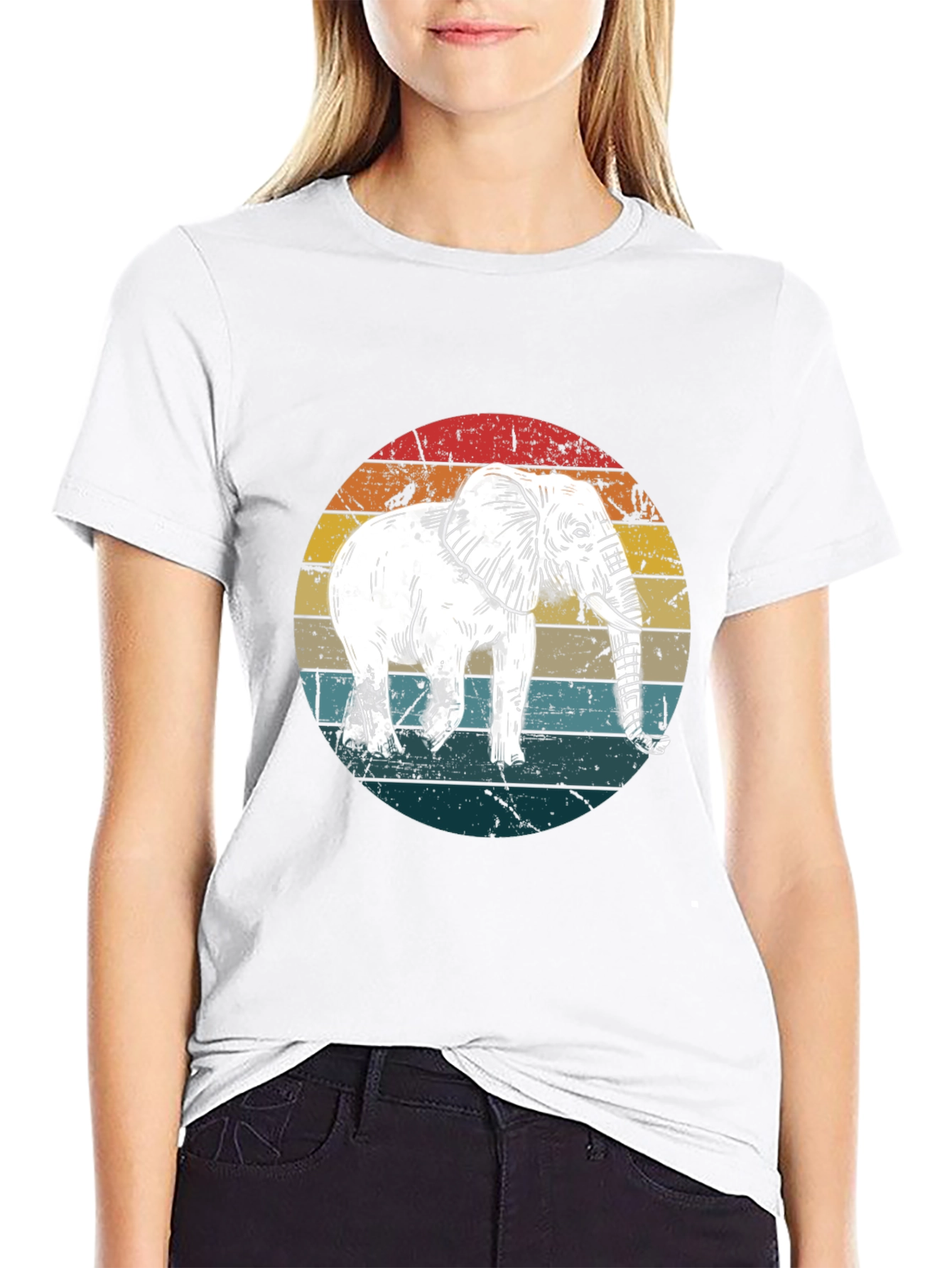 Black Vintage Elephant Sunset T-Shirt view 9