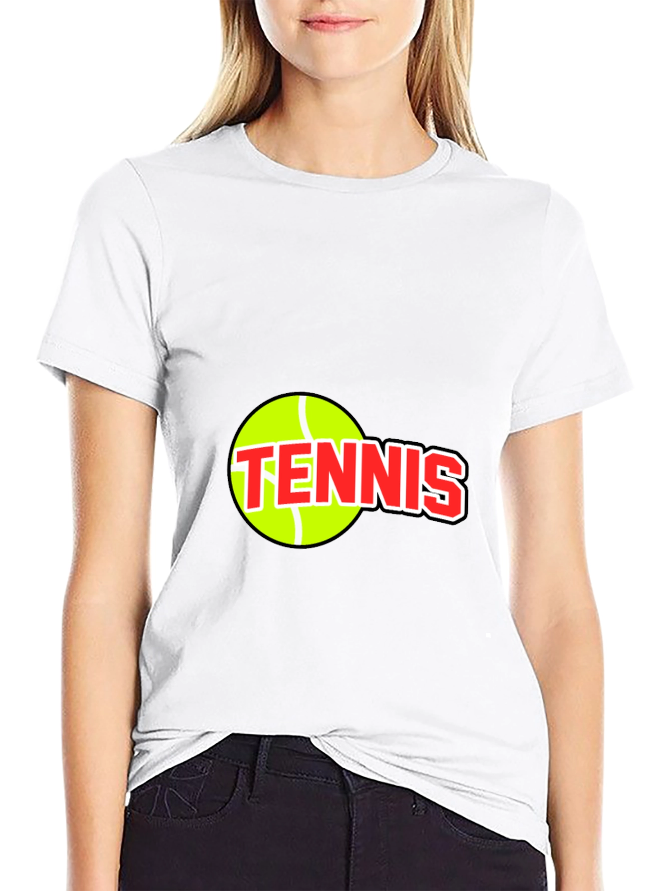 Black Tennis Ball Graphic Tee - Black Cotton T-Shirt view 9