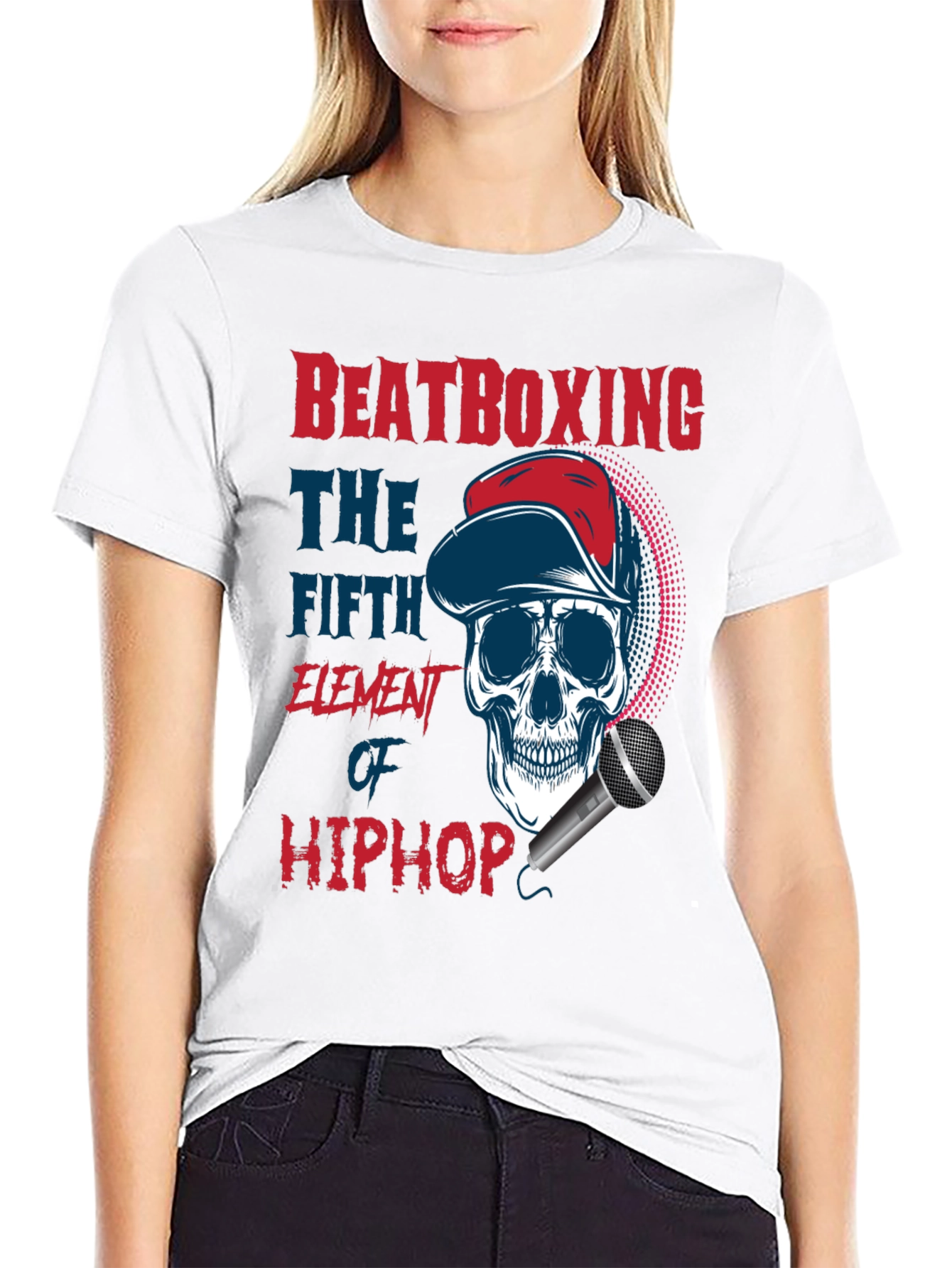 Black Beatboxing Hip Hop Skull T-Shirt view 9