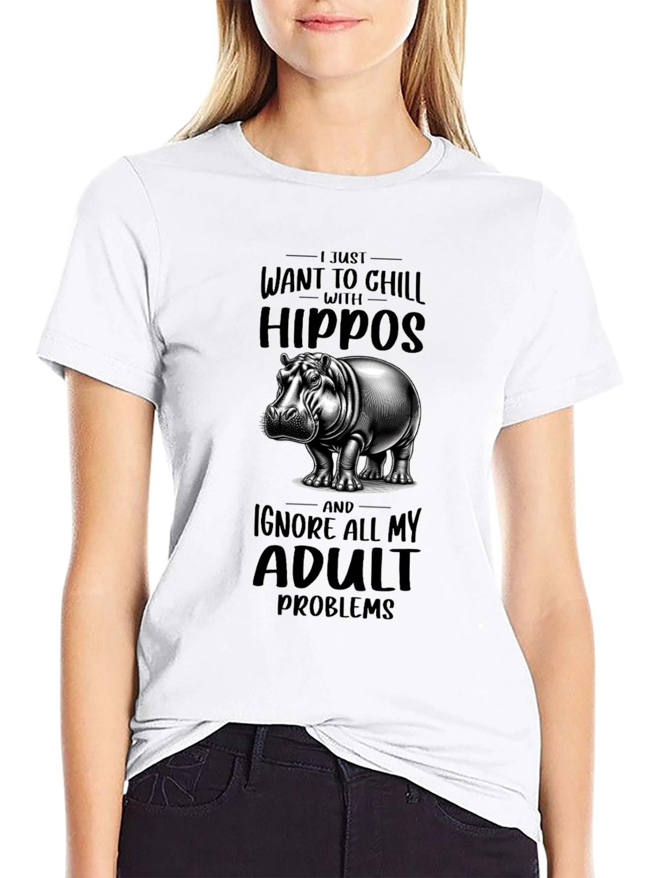 Black Chill with Hippos Graphic T-Shirt view 9