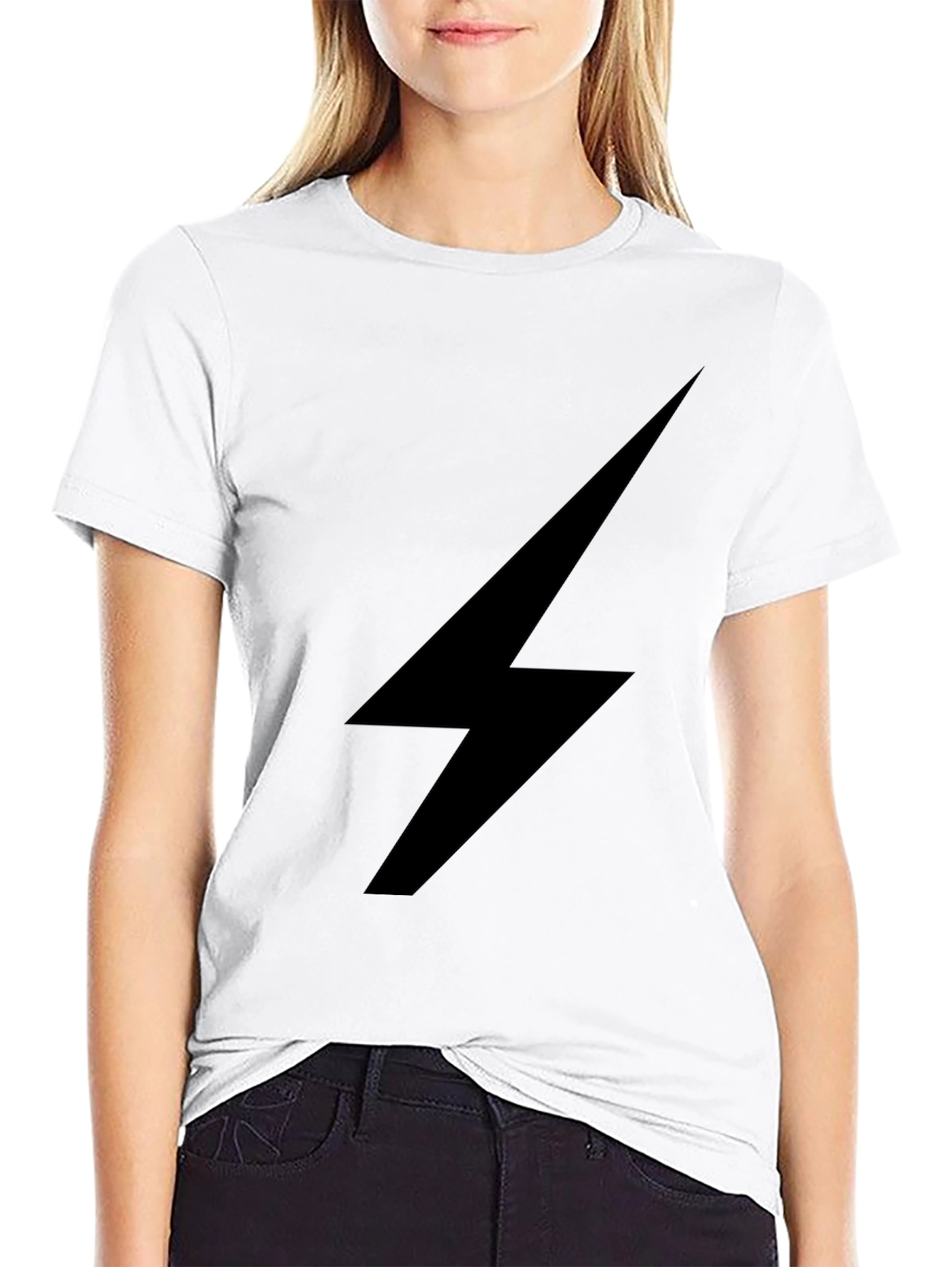 Black Black T-Shirt with Lightning Bolt Design view 9