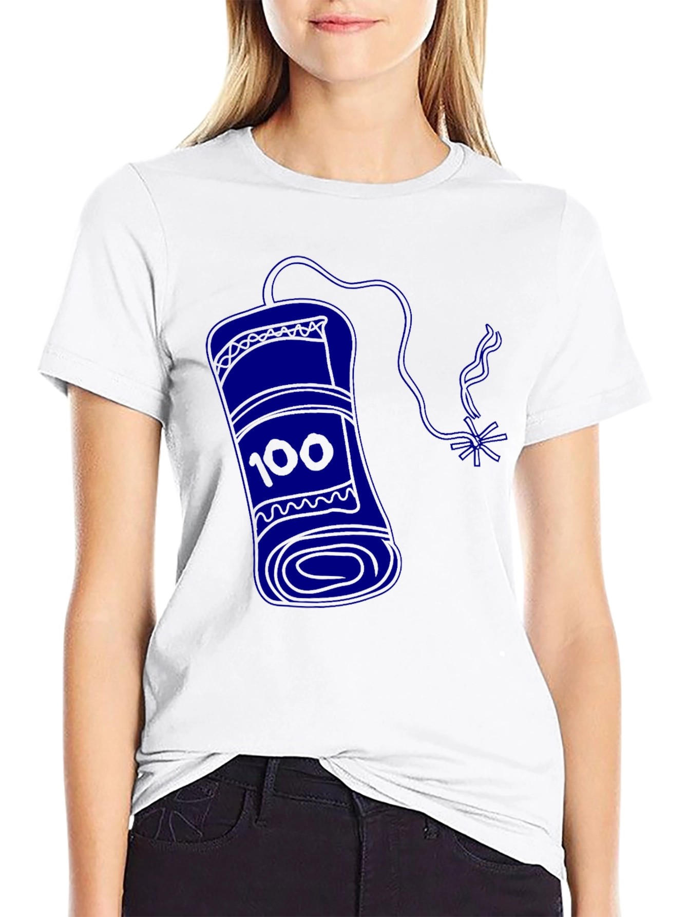 Black Men's Black T-Shirt with Blue Dynamite Graphic view 9