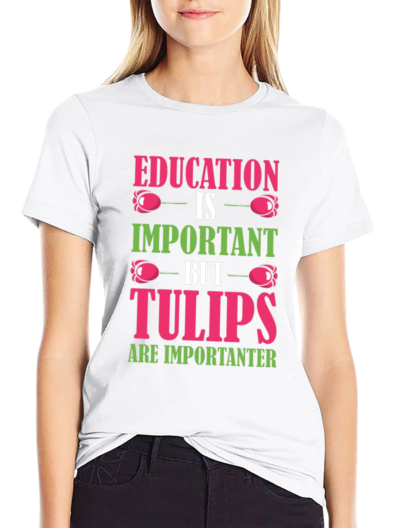Black Education vs. Tulips Graphic T-Shirt view 9