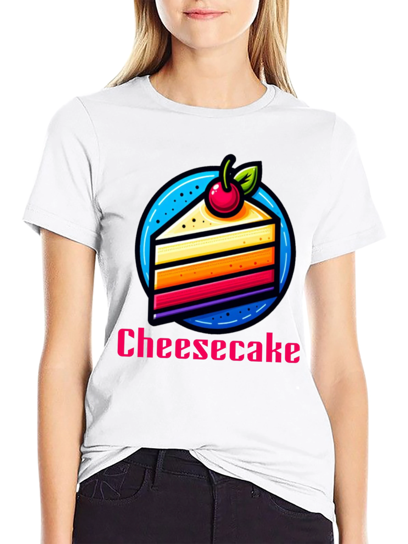 Black Cheesecake Slice Graphic T-Shirt - Fun Dessert Tee view 9