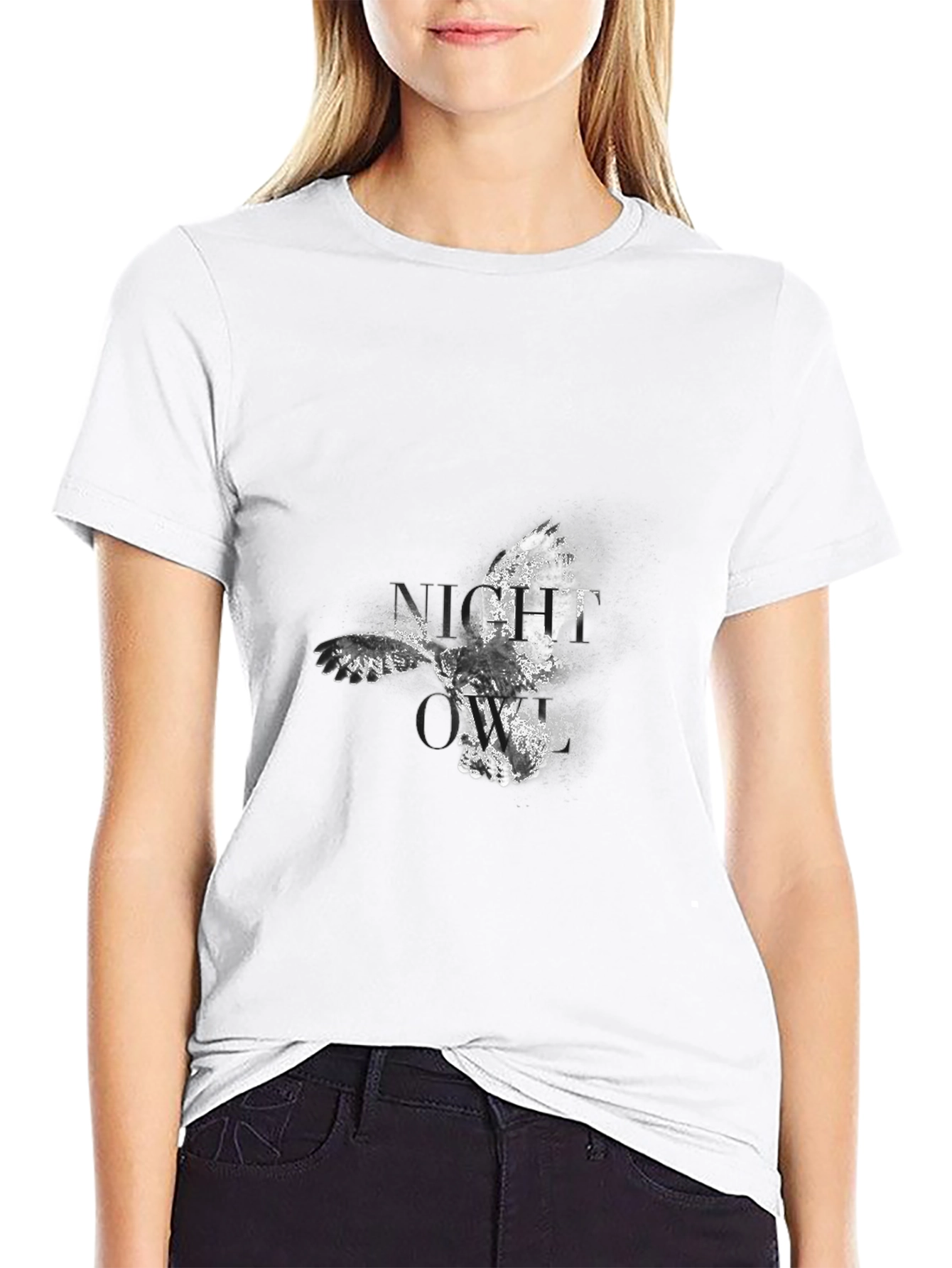 Black Night Owl Graphic Black T-Shirt view 9