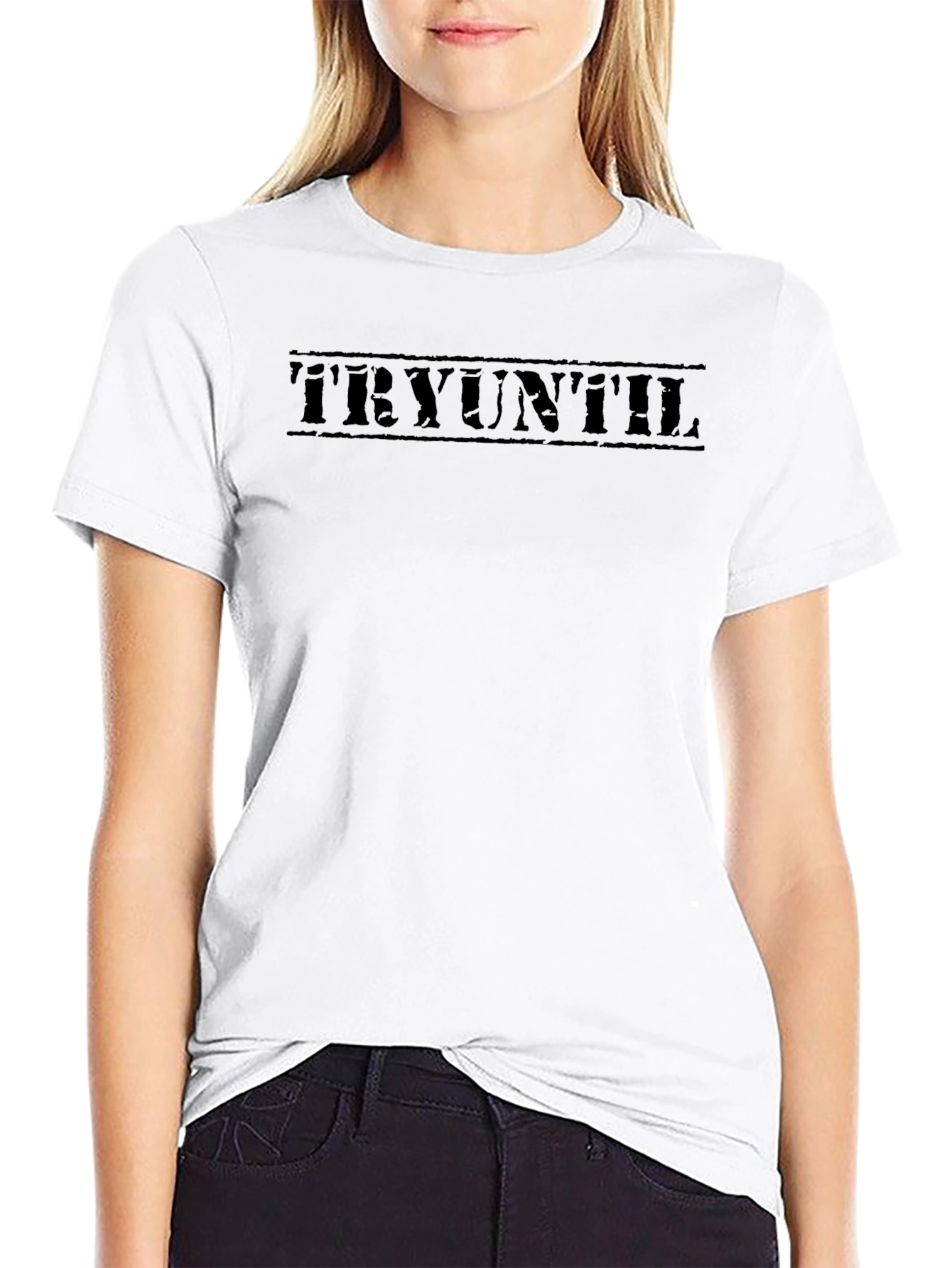 Black Tryuntil Graphic Tee - Men's Black Cotton T-Shirt view 9