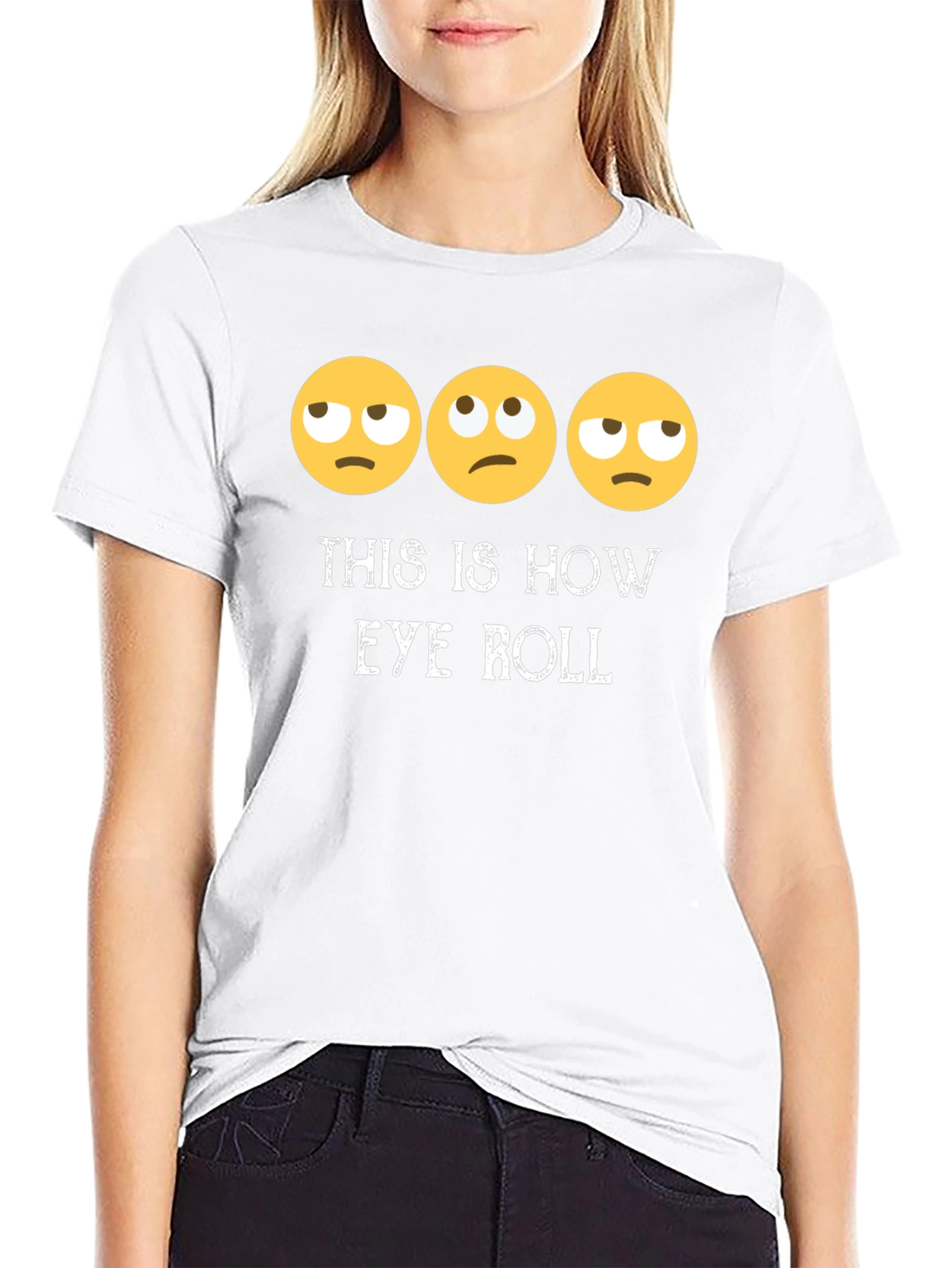 Black Eye Roll Emoji T-Shirt Funny Graphic Tee view 9