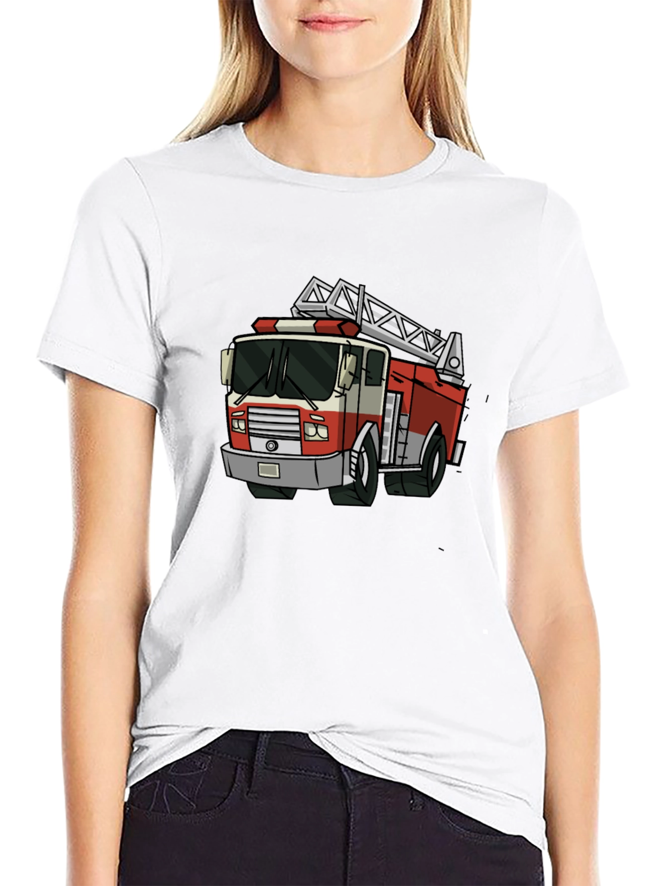 Black Fire Truck Graphic Tee - Cool Cartoon Design view 9
