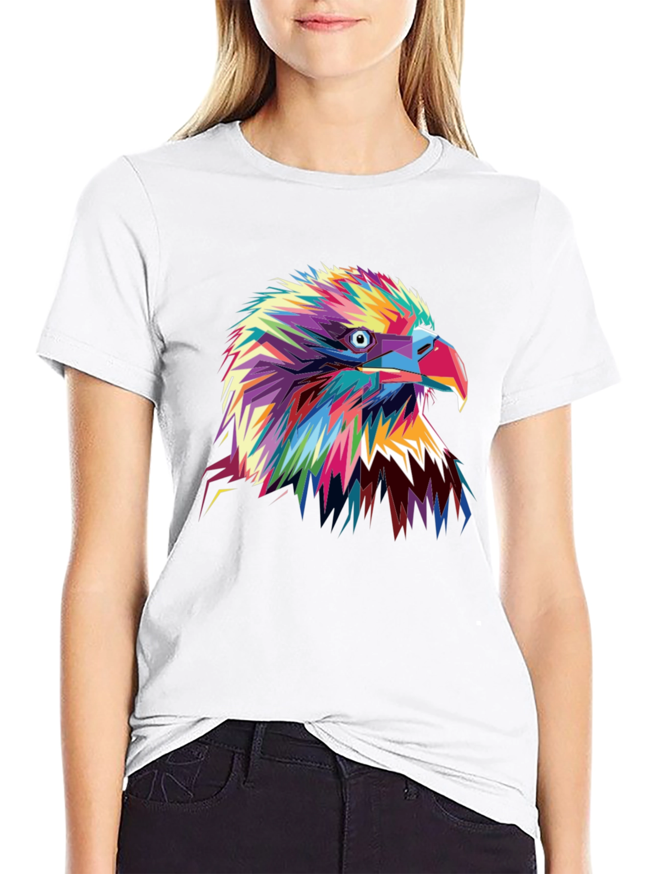 Black Bold Eagle Graphic Tee - Vibrant Colorful Bird T-Shirt view 9