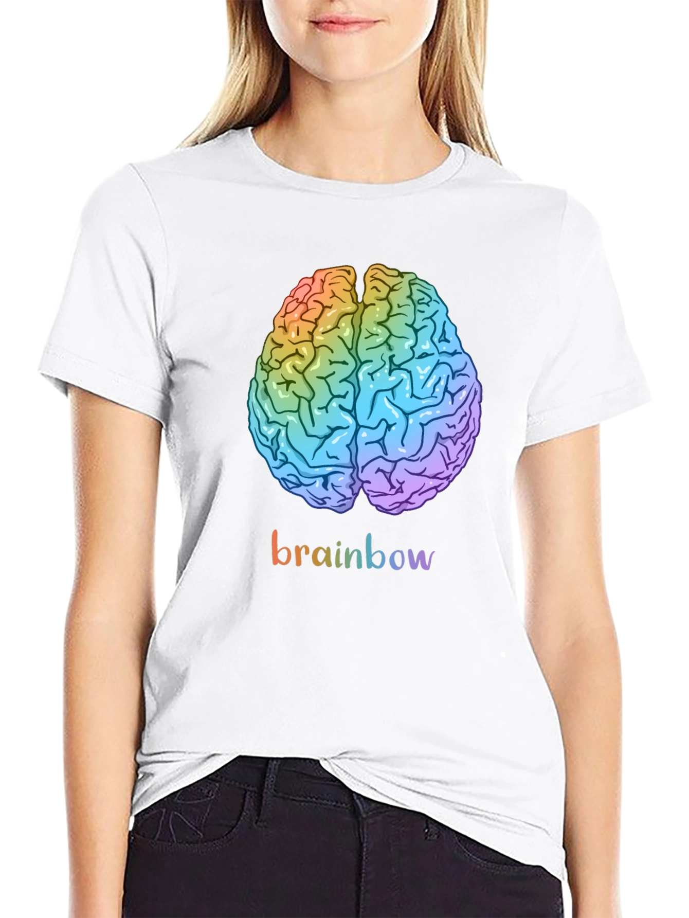 Black Rainbow Brain Graphic Tee - Unisex Cotton T-Shirt view 9