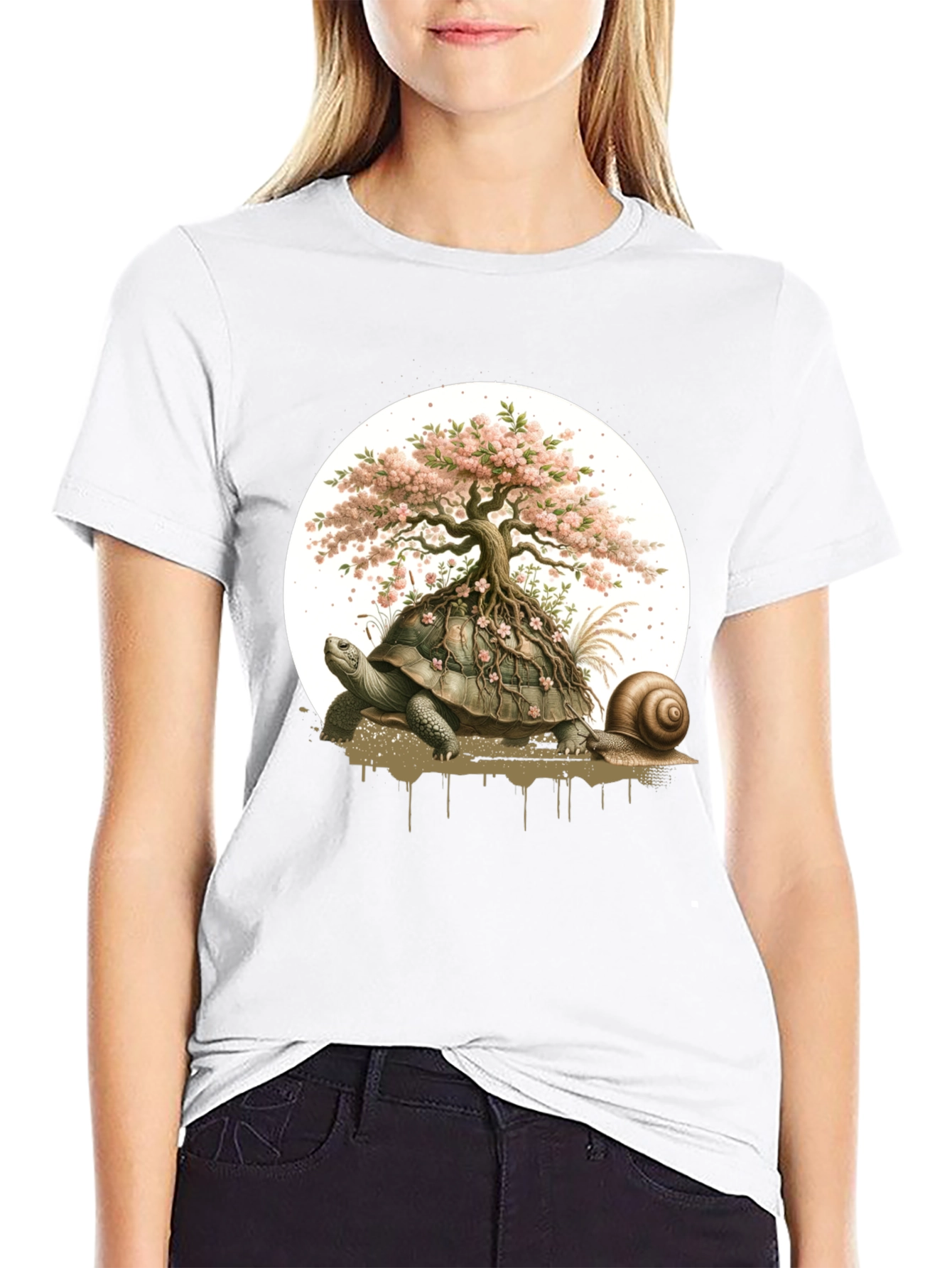Black Turtle Bonsai Tree Graphic Tee - Unique Nature Design view 9