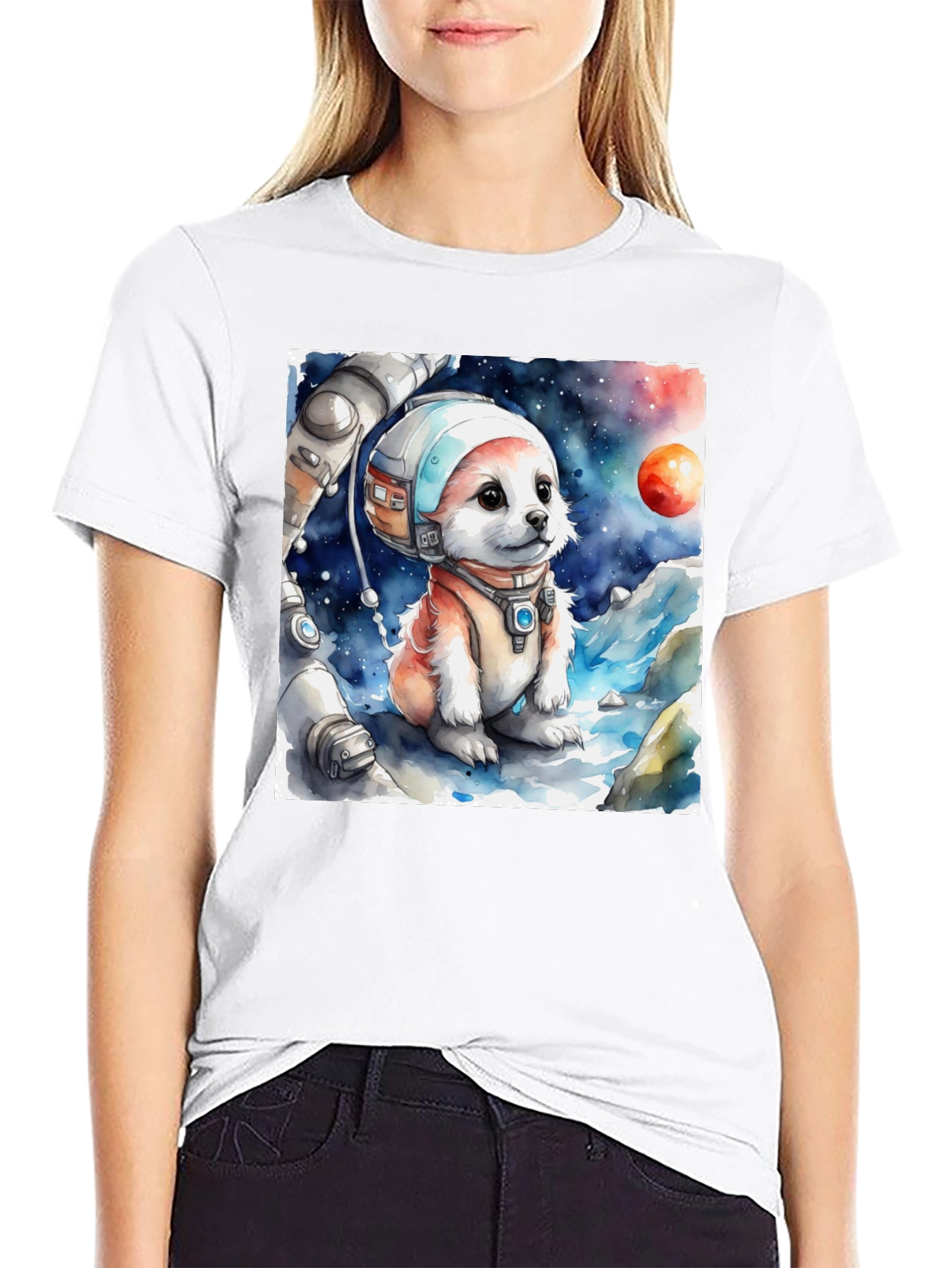 Black Astronaut Puppy Graphic Tee - Space Pup Shirt view 9