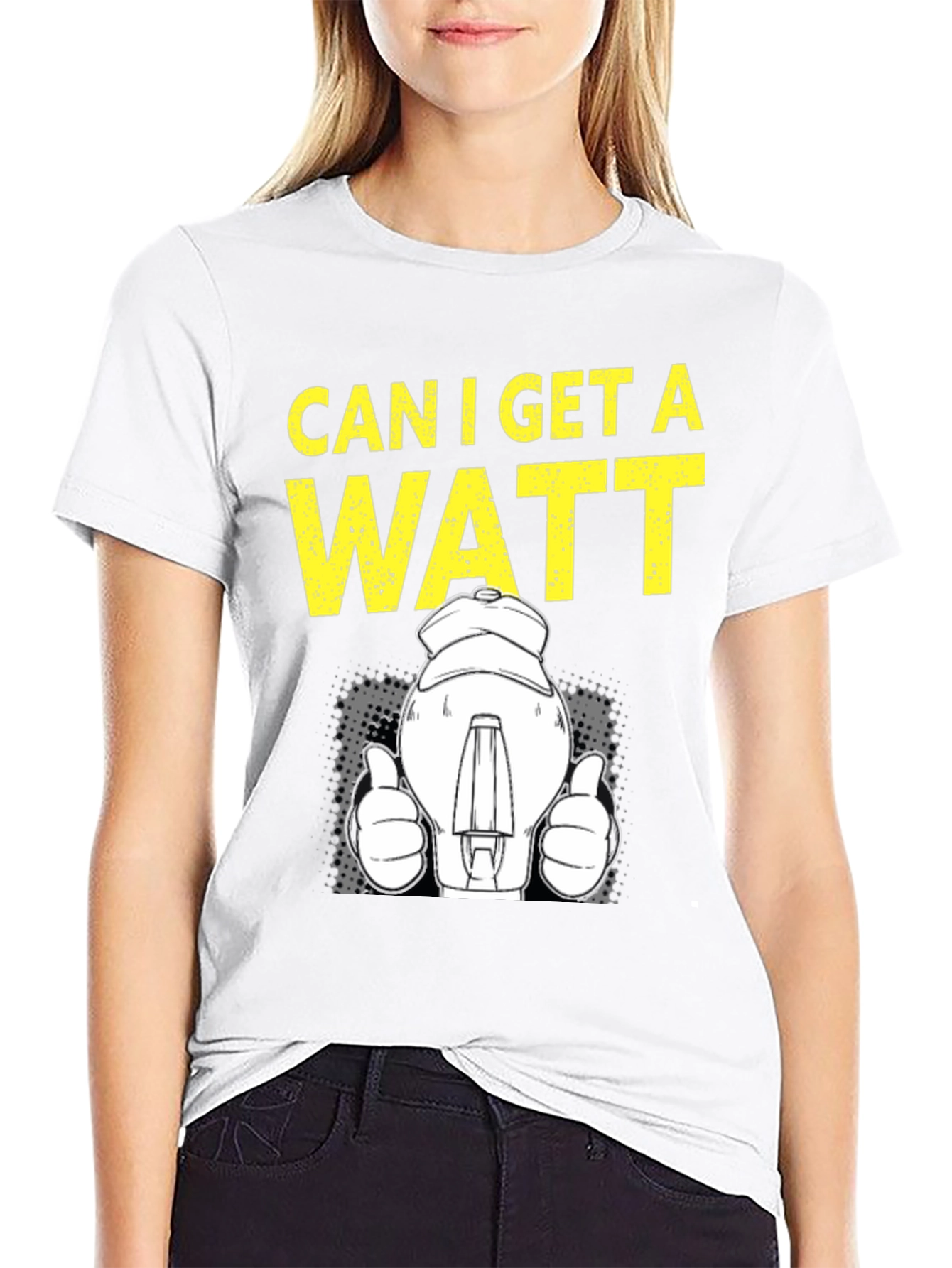 Black Can I Get A Watt T-Shirt, Electrician Humor Tee view 9
