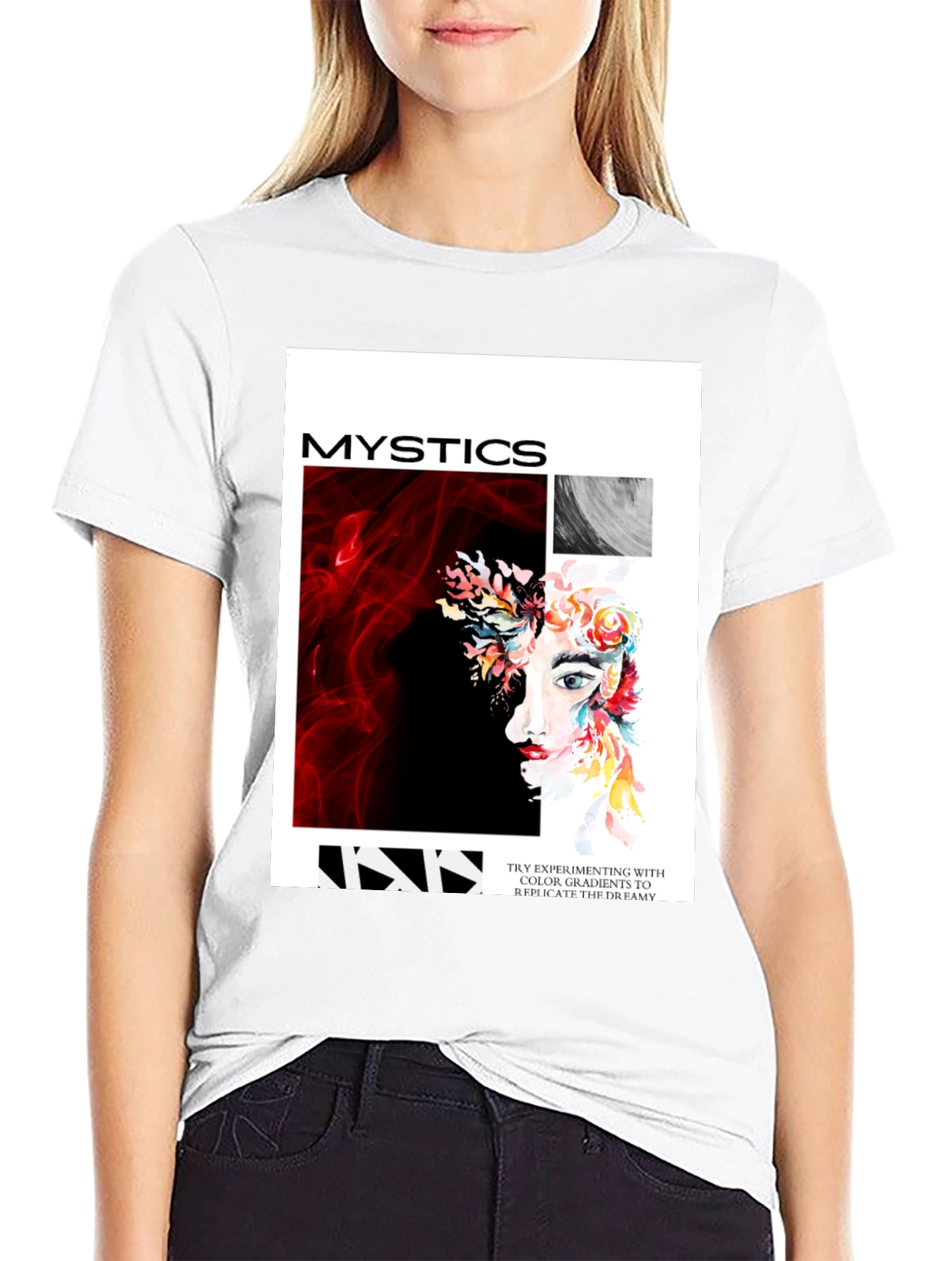 Black Mystics Graphic Print Tee - Unisex Black T-Shirt view 9