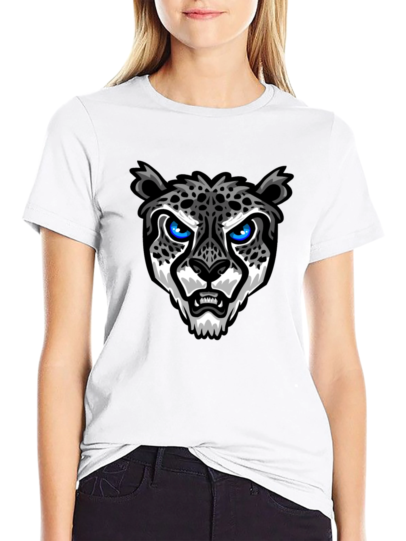 Black Cool Cheetah Graphic T-Shirt - Trendy Black Tee view 9
