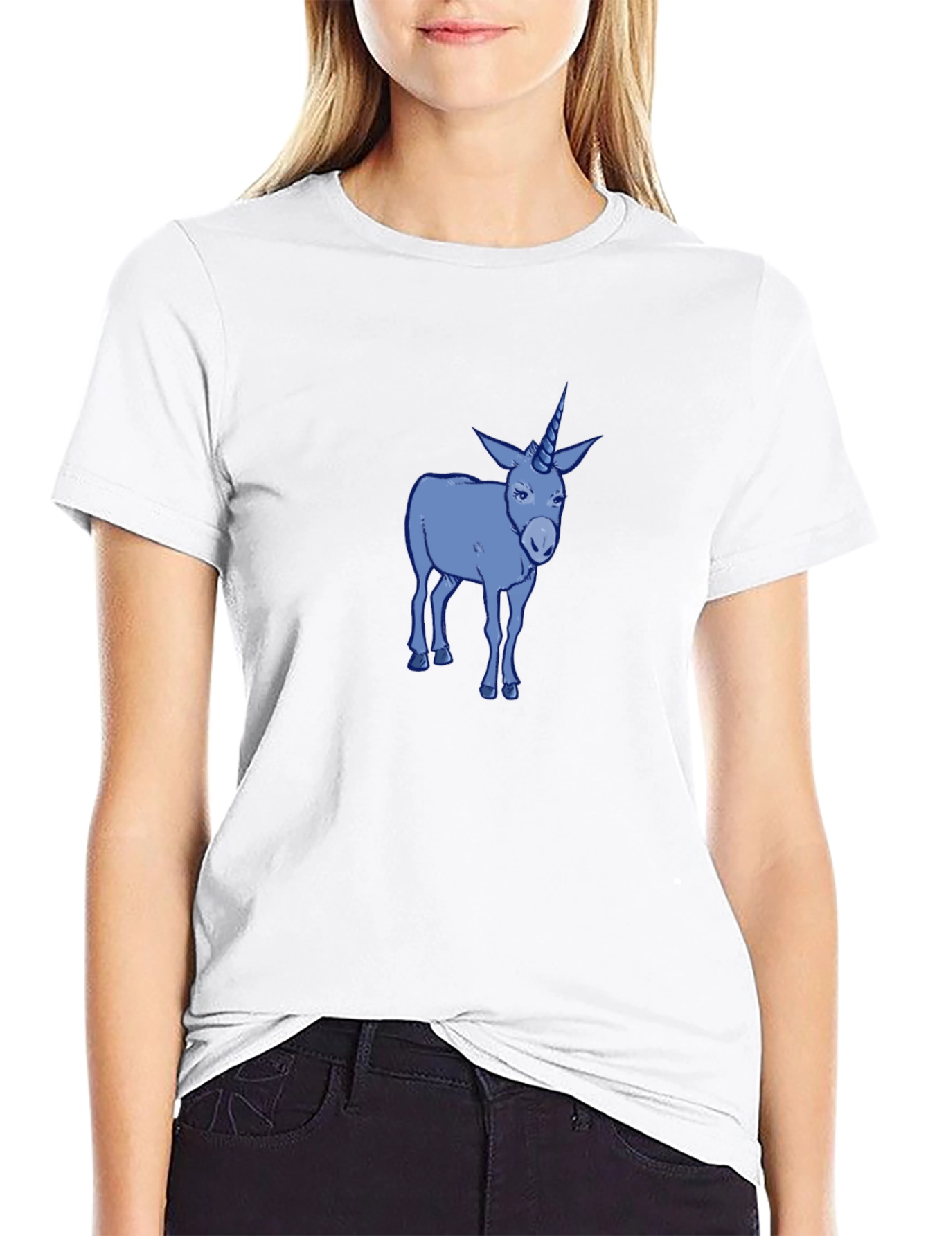 Black Unicorn Donkey Graphic Tee - Men's Black Cotton T-Shirt view 9