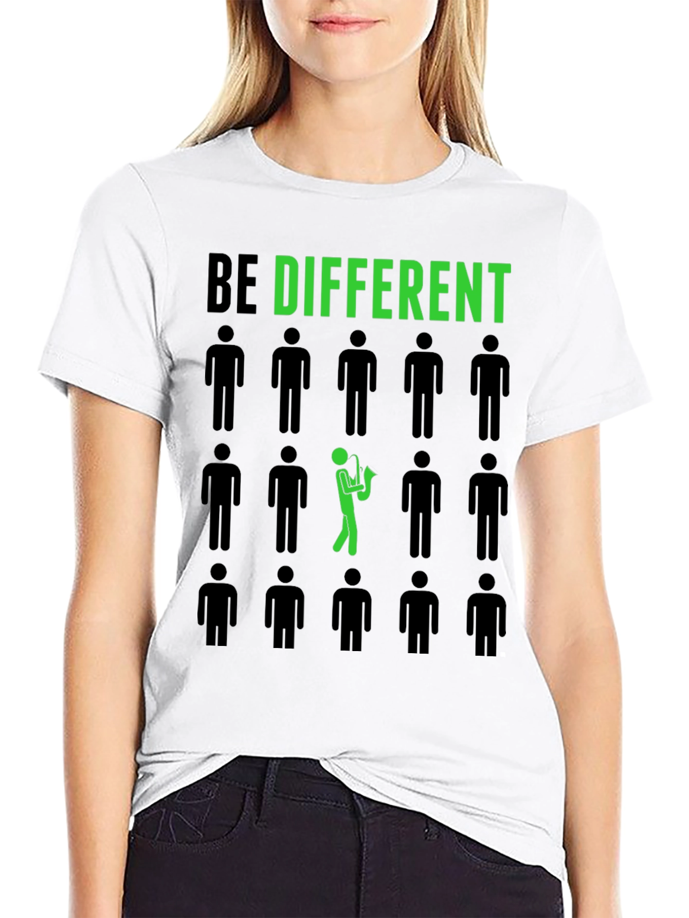 Black Be Different Saxophone Graphic Tee - Black Cotton Shirt view 9