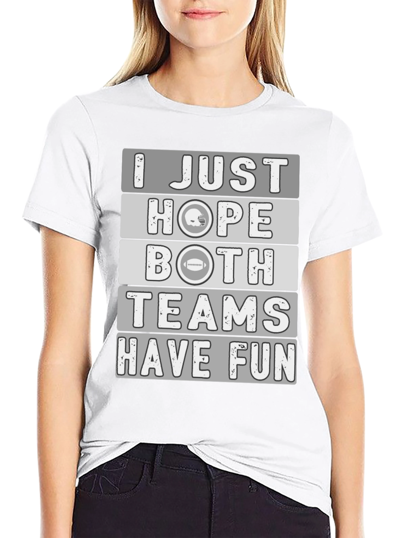 Black Funny Football T-Shirt: I Just Hope Both Teams Have Fun! view 9