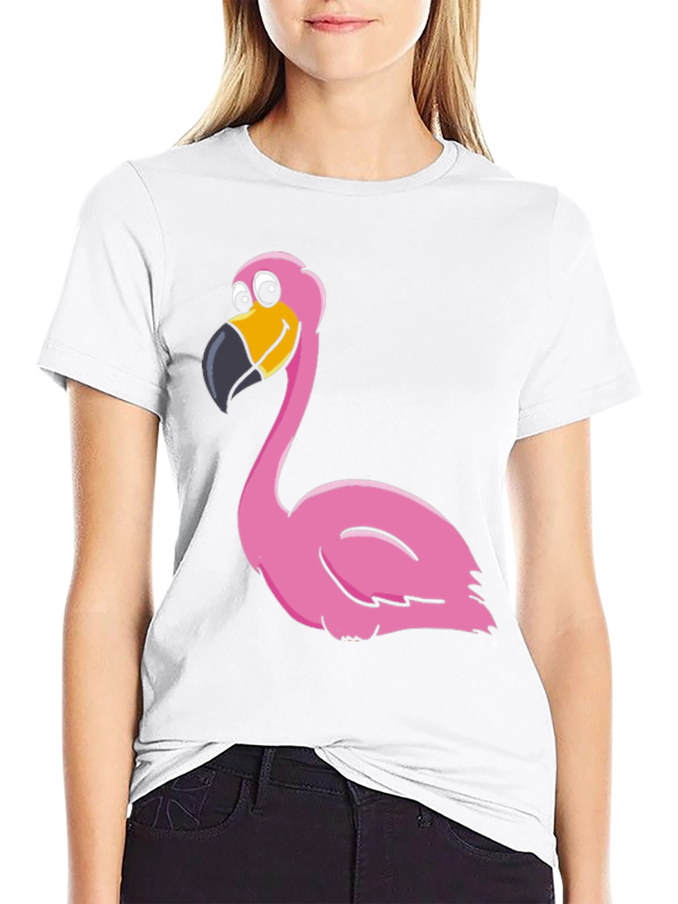 Black Funny Flamingo Graphic Print Tee view 9