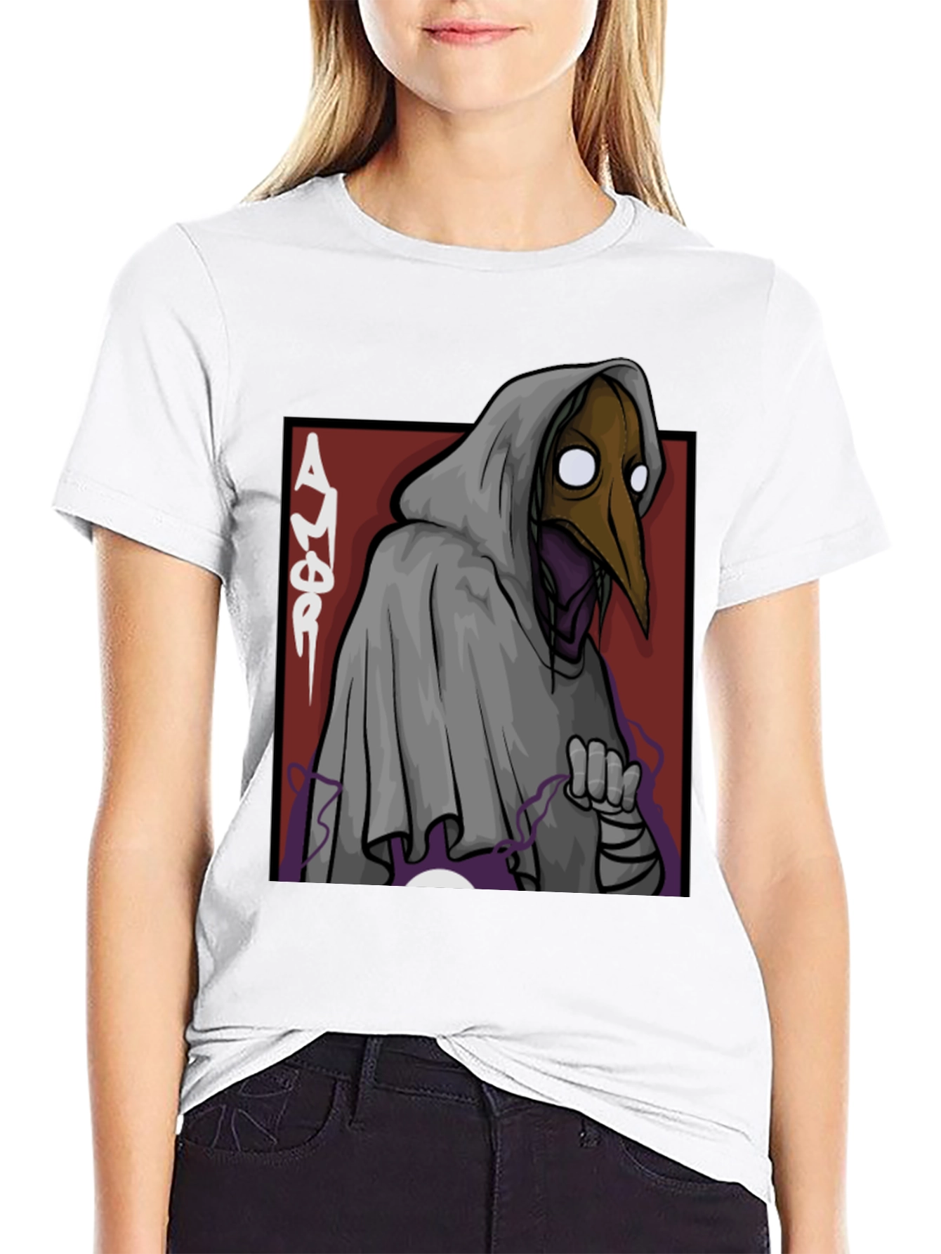 Black Plague Doctor Graphic Tee - Black Cotton T-Shirt view 9