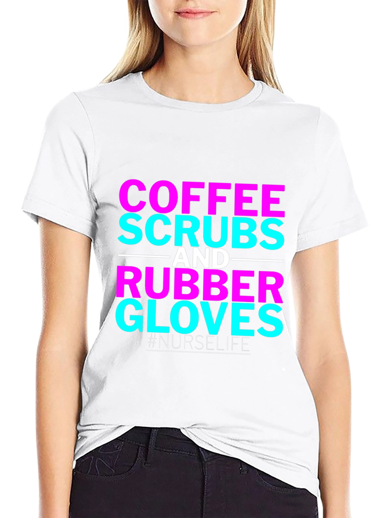 Black Coffee Scrubs and Rubber Gloves Nurse T-Shirt view 9
