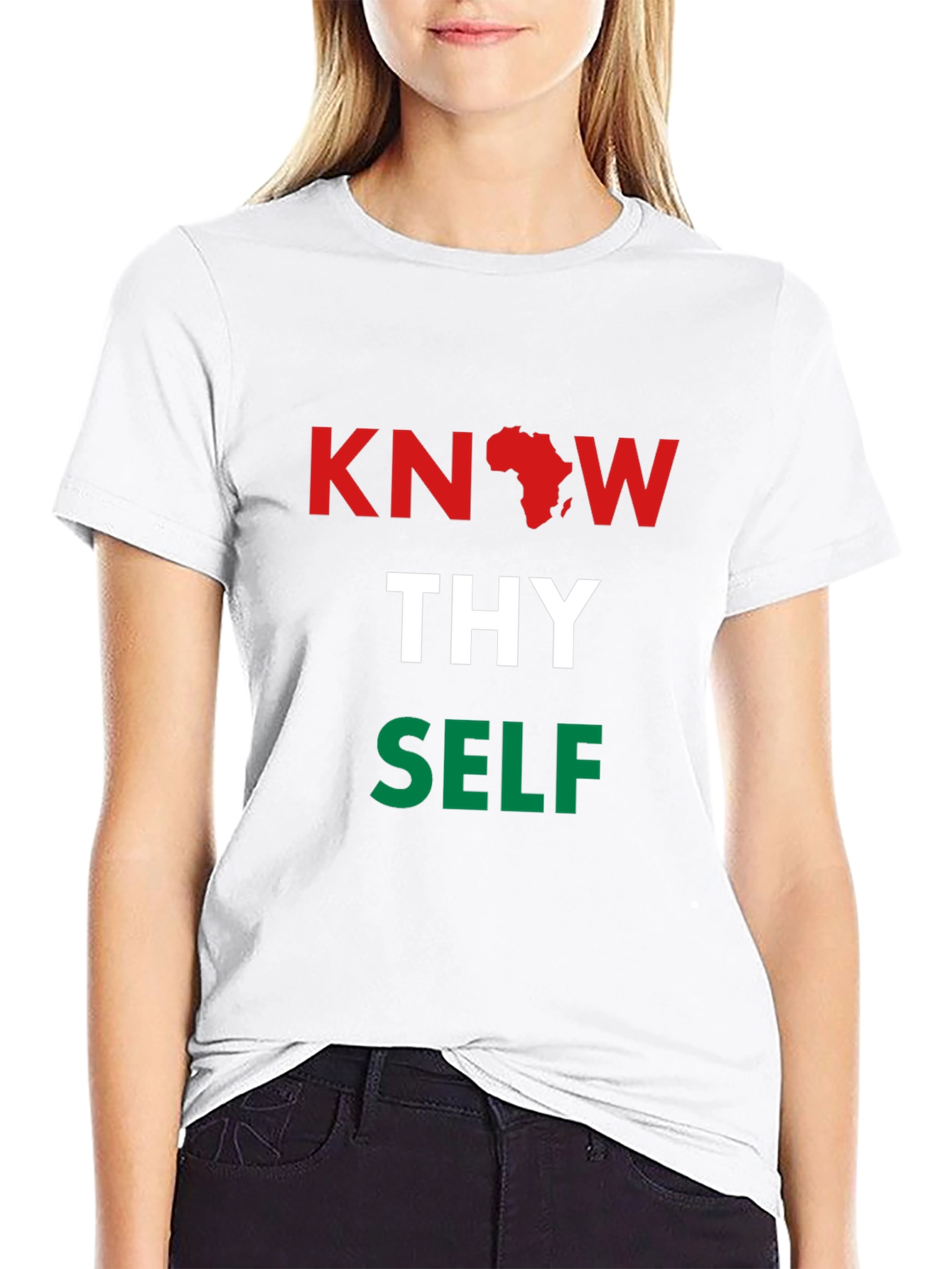 Black Know Thy Self T-Shirt - Pan African Colors view 9