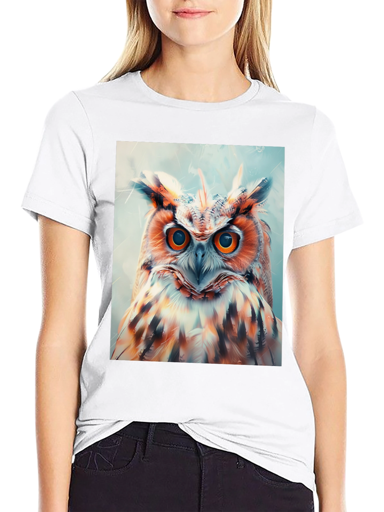 Black Owl Graphic Print Tee view 9