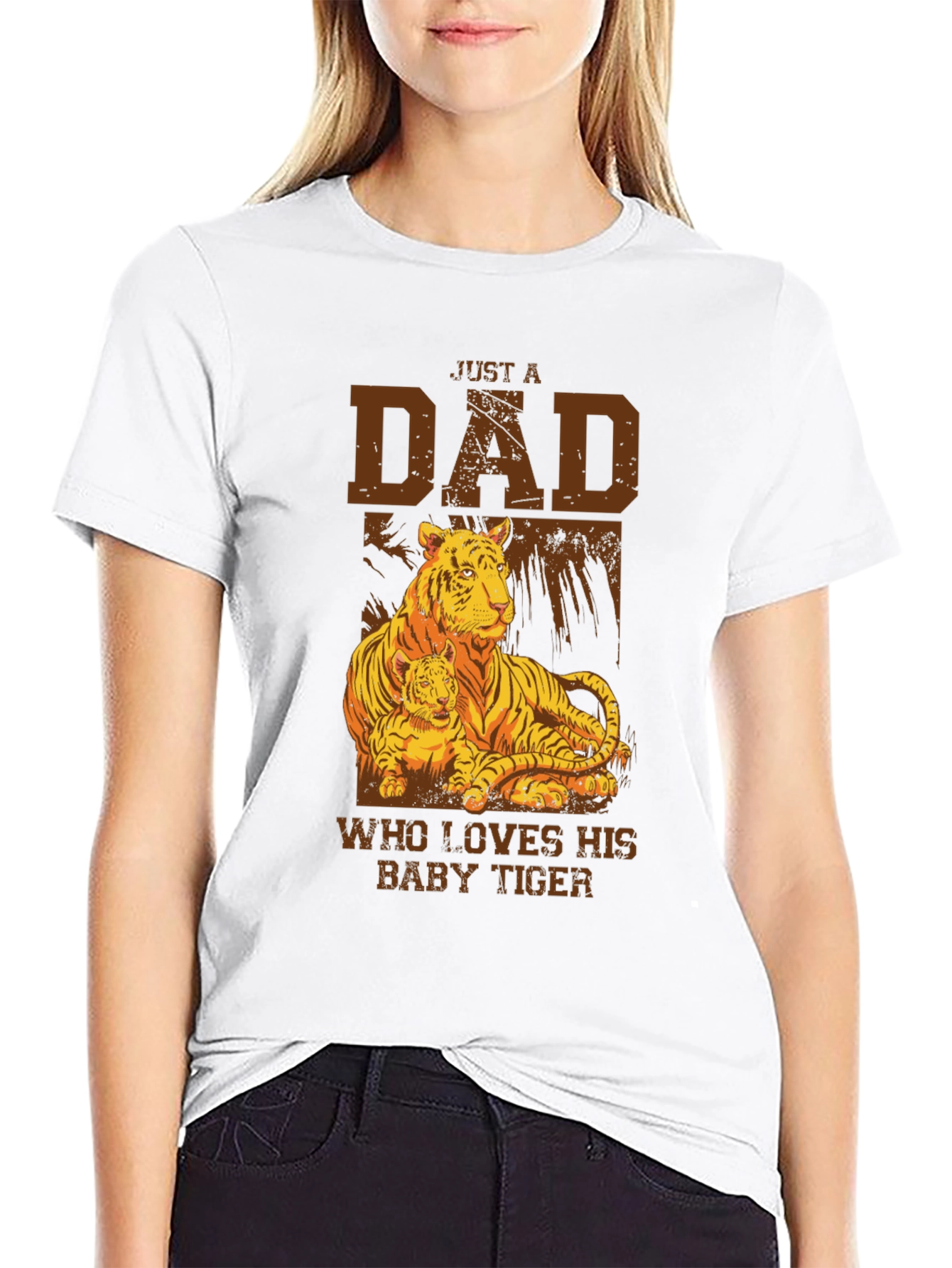 Black Dad & Baby Tiger Graphic Tee - Soft Black Cotton view 9