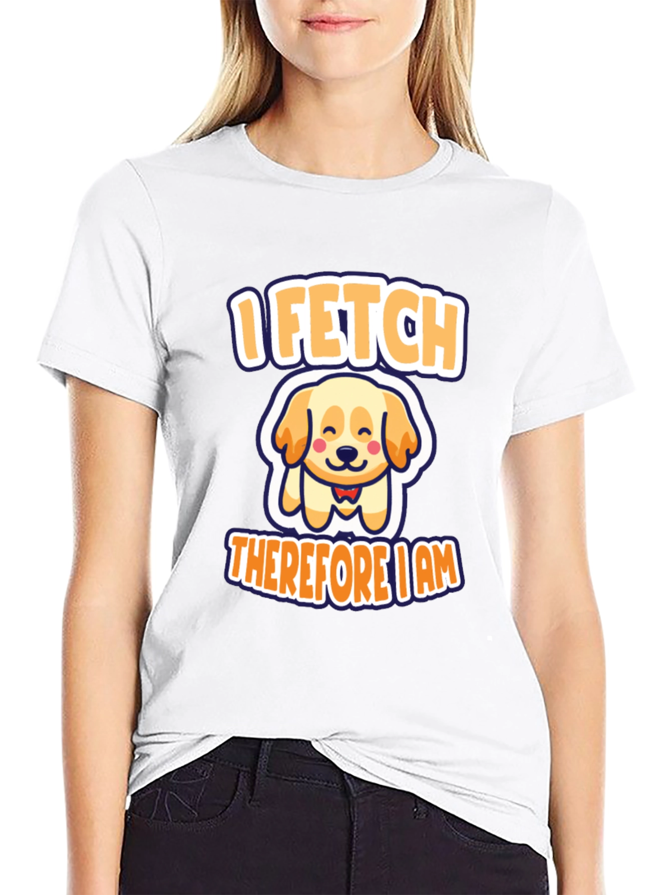Black I Fetch Therefore I Am Dog T-Shirt view 9