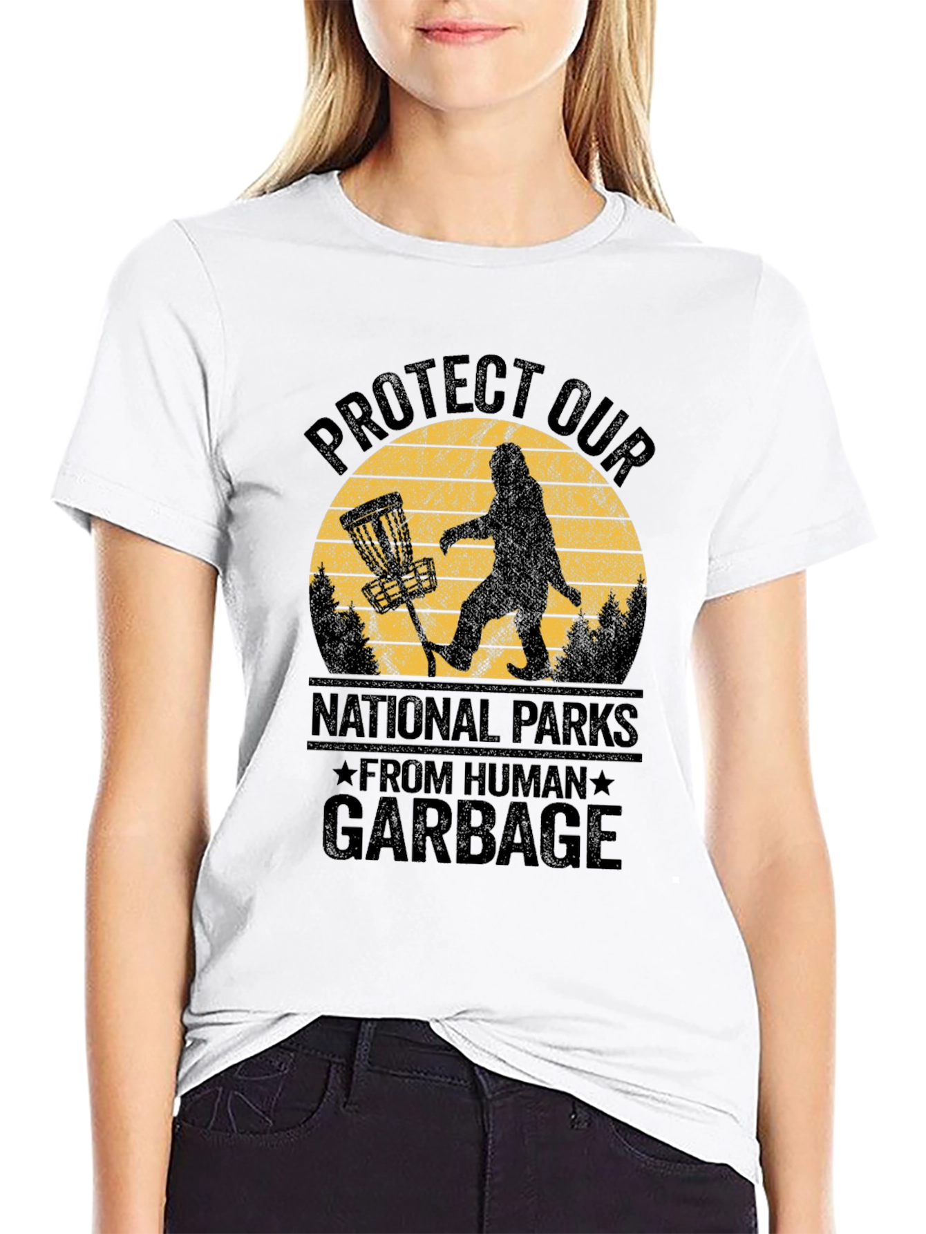 Black Protect Parks T-Shirt - Bigfoot Design view 9