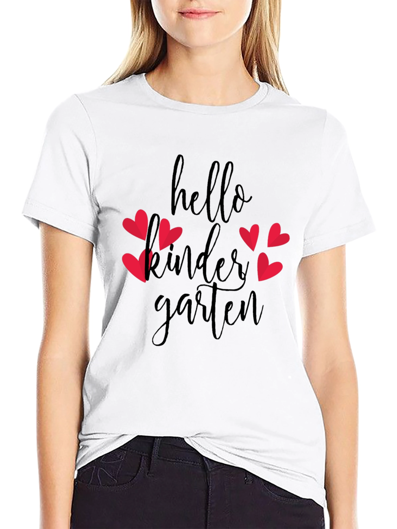 Black Hello Kindergarten Heart Tee view 9