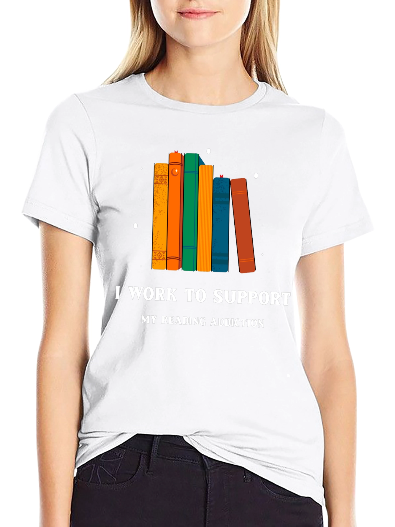 Black Reading Addiction T-Shirt - Black view 9