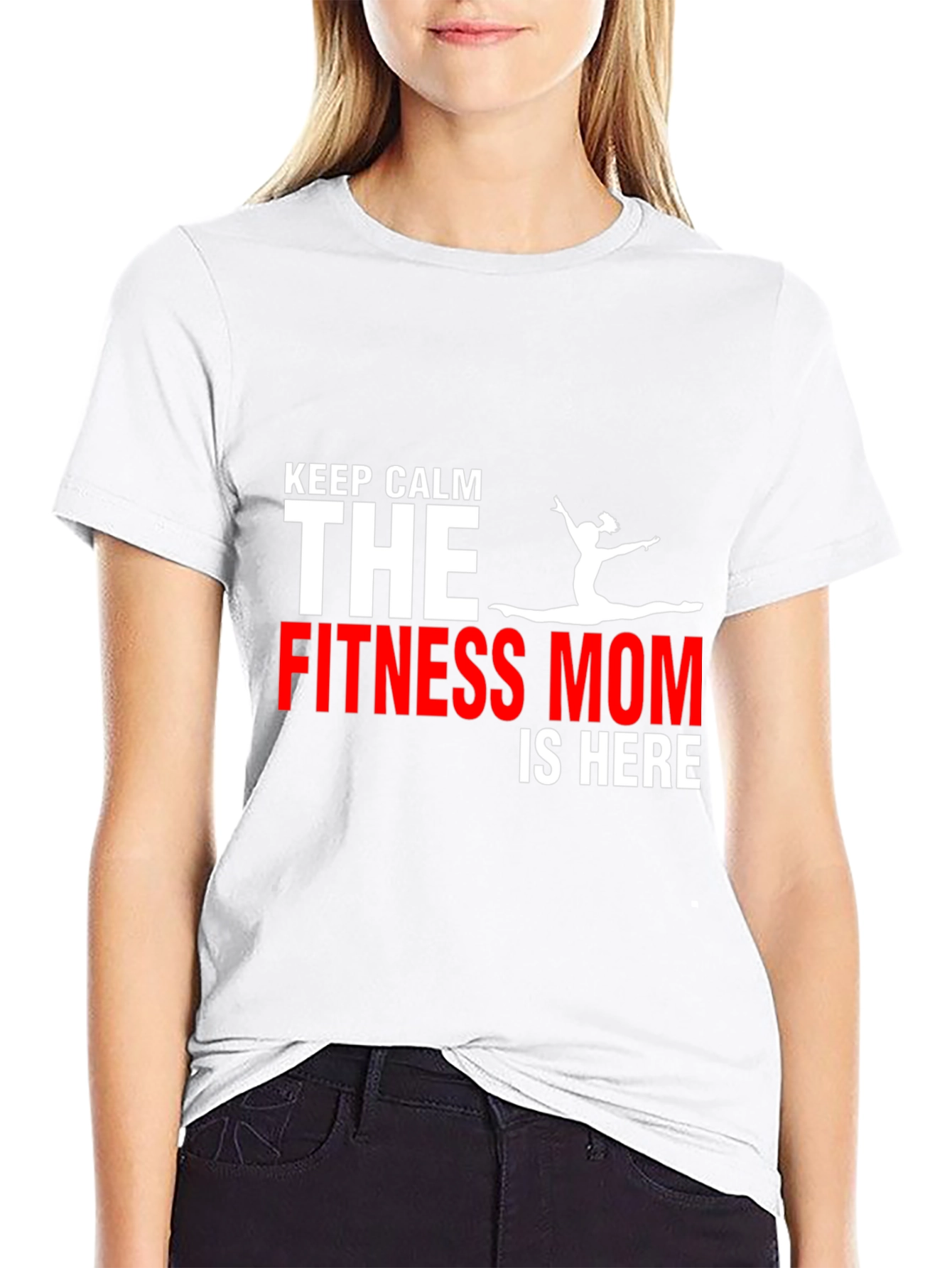 Black Fitness Mom T-Shirt - Keep Calm Gym Motivation view 9