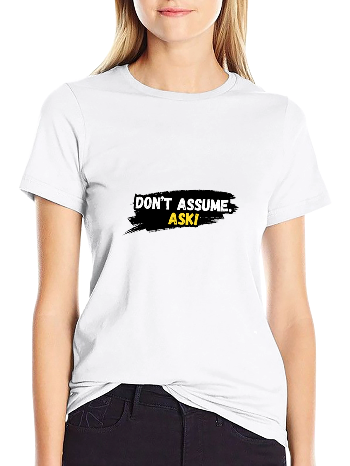 Black Don't Assume Ask! Graphic Black T-Shirt view 9