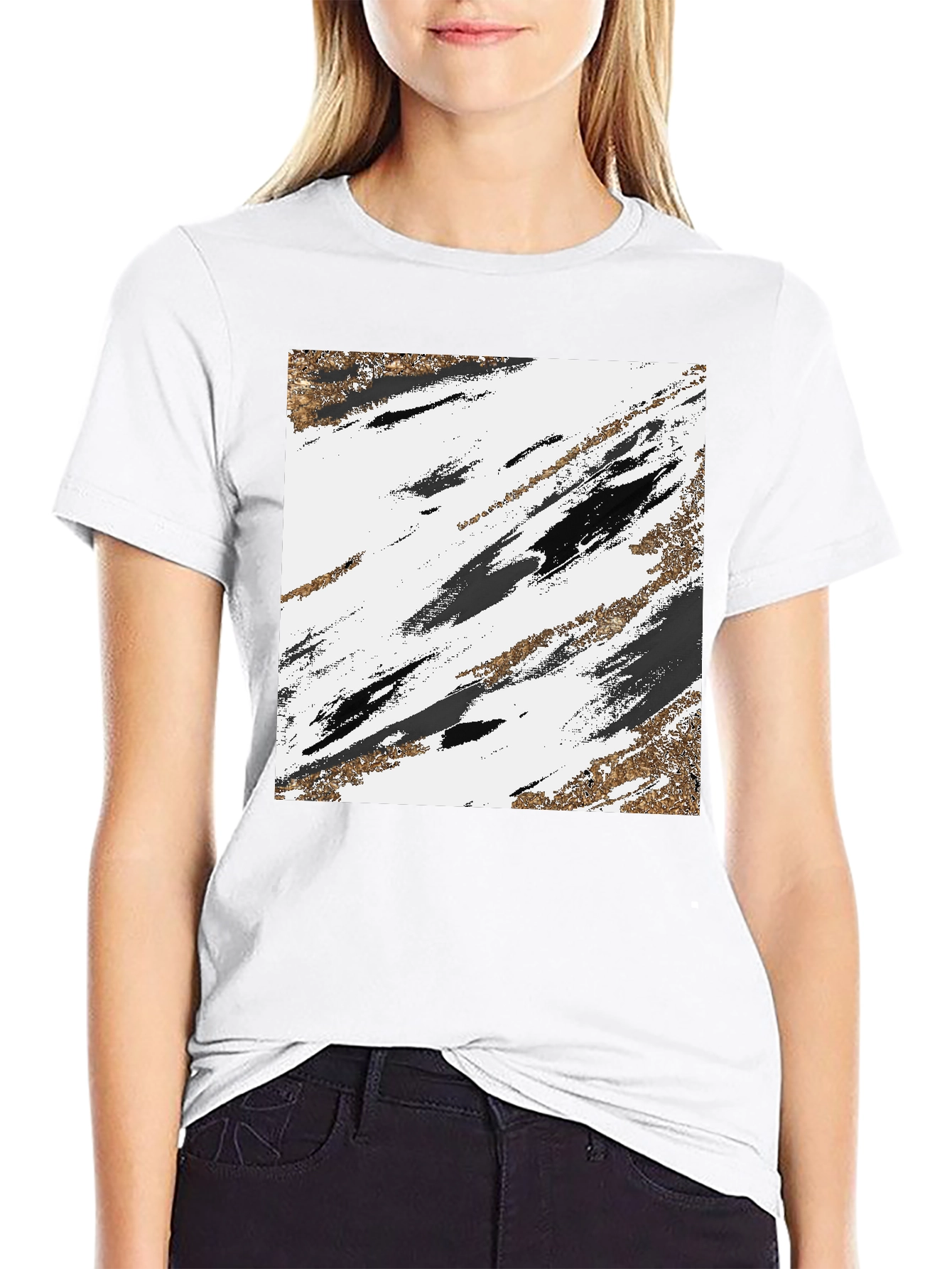 Black Abstract Art Graphic Tee - Black view 9