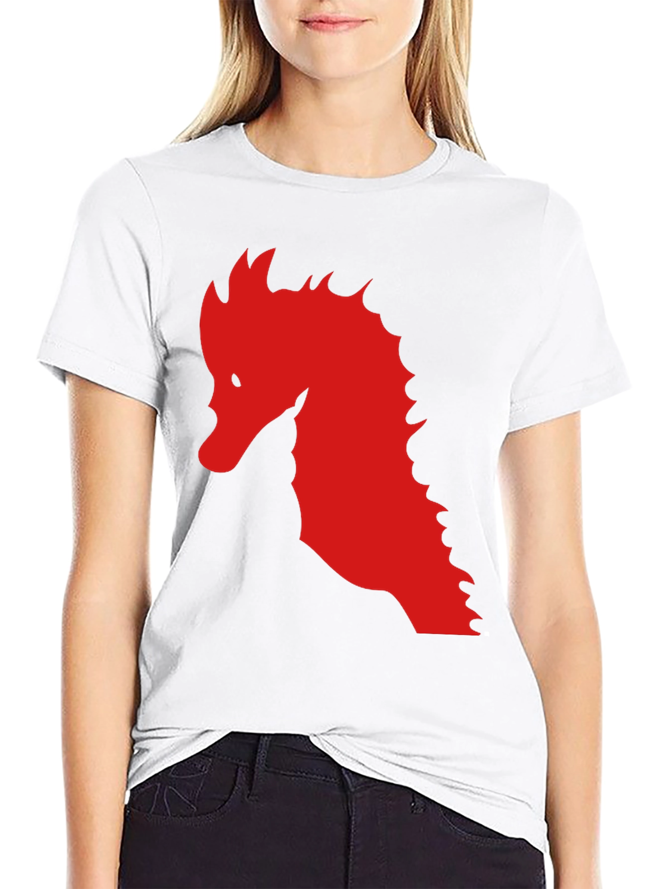 Black Red Dragon Silhouette Graphic Black T-Shirt view 9