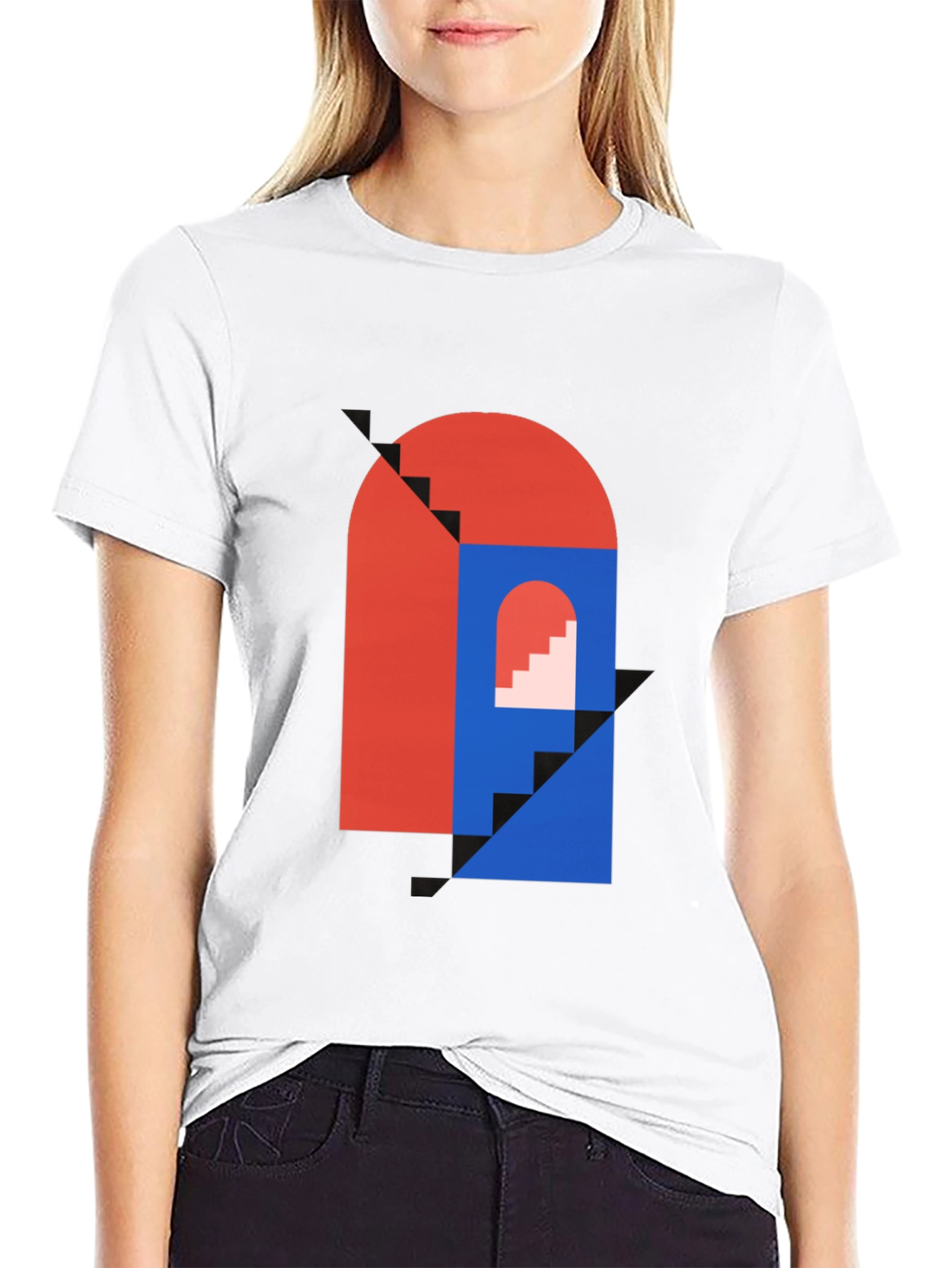 Black Modern Art Graphic Tee - Geometric Design view 9