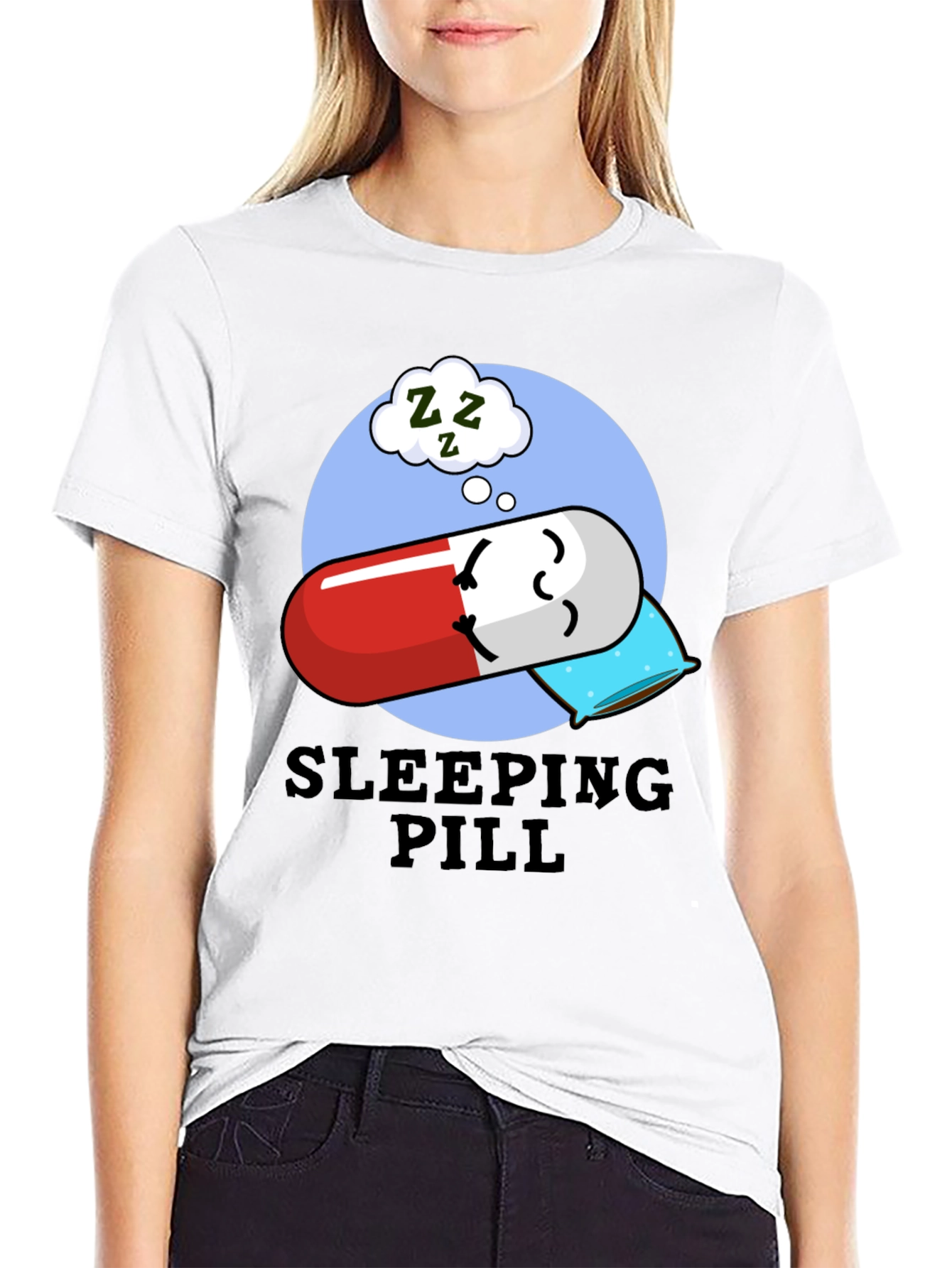 Black Sleeping Pill Funny Graphic T-Shirt - Unisex view 9