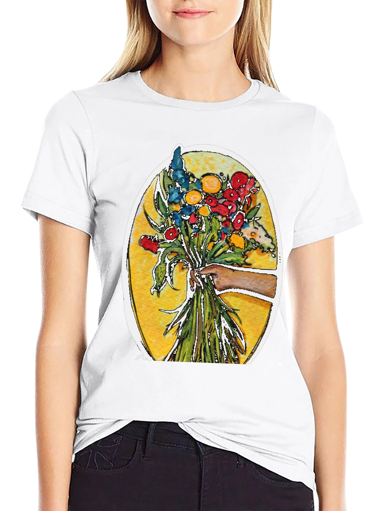 Black Floral Bouquet Graphic T-Shirt view 9