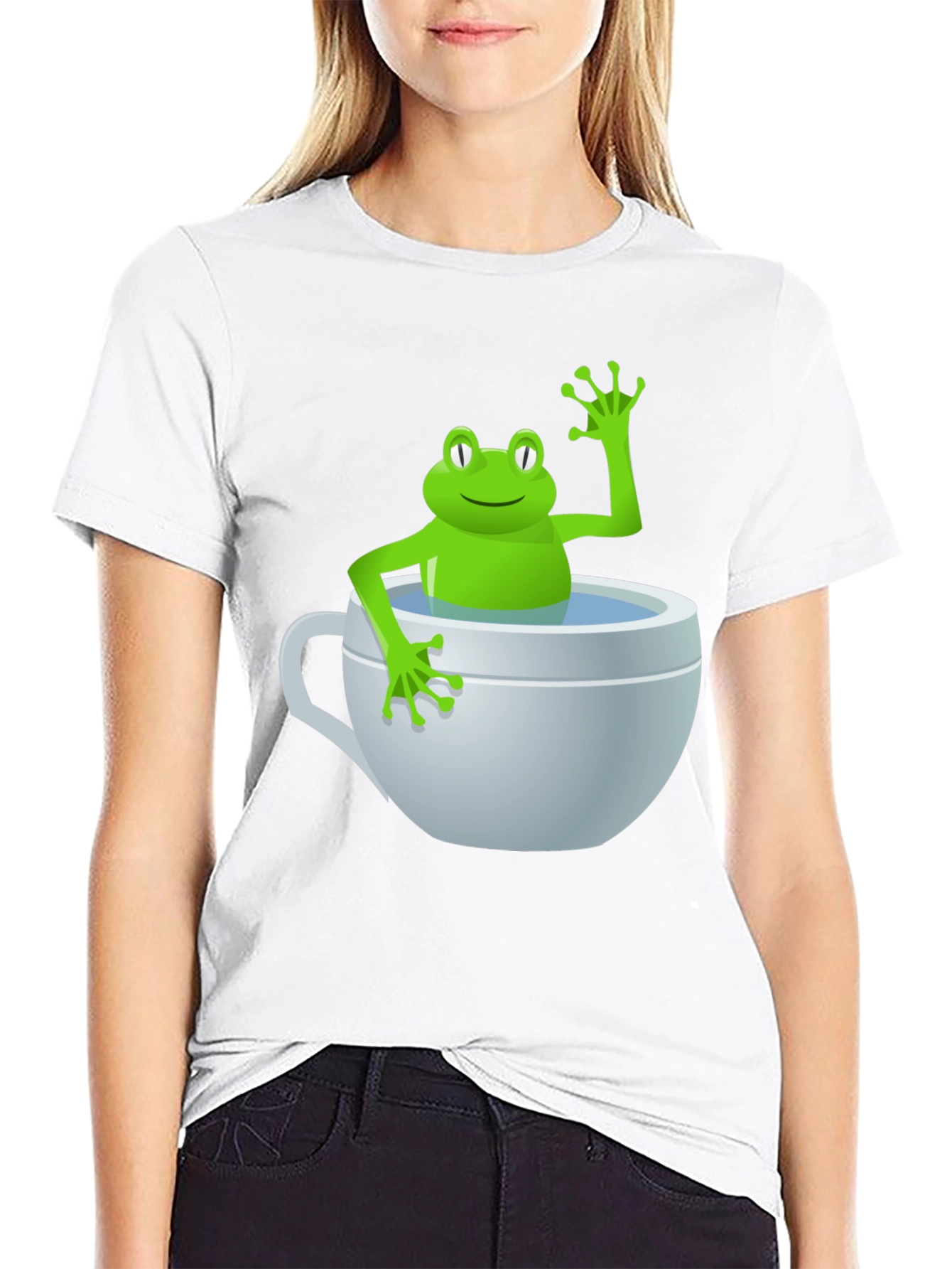 Black Frog in a Cup Graphic Tee - Funny Animal Shirt view 9