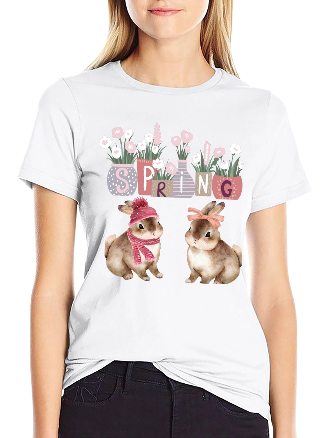 Black Spring Bunnies T-Shirt view 9