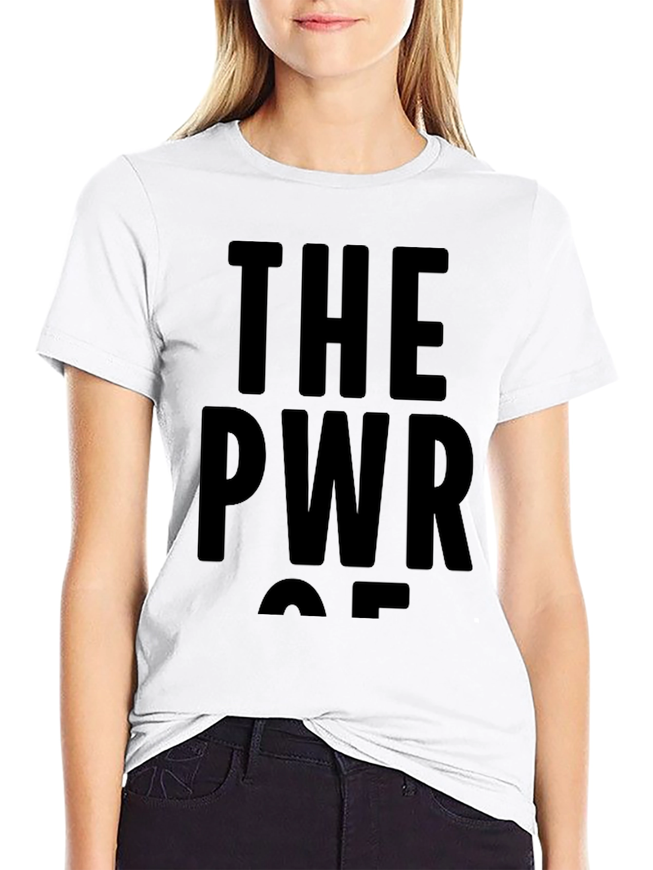 Black The PWR OF T-Shirt - Bold Graphic Tee view 9