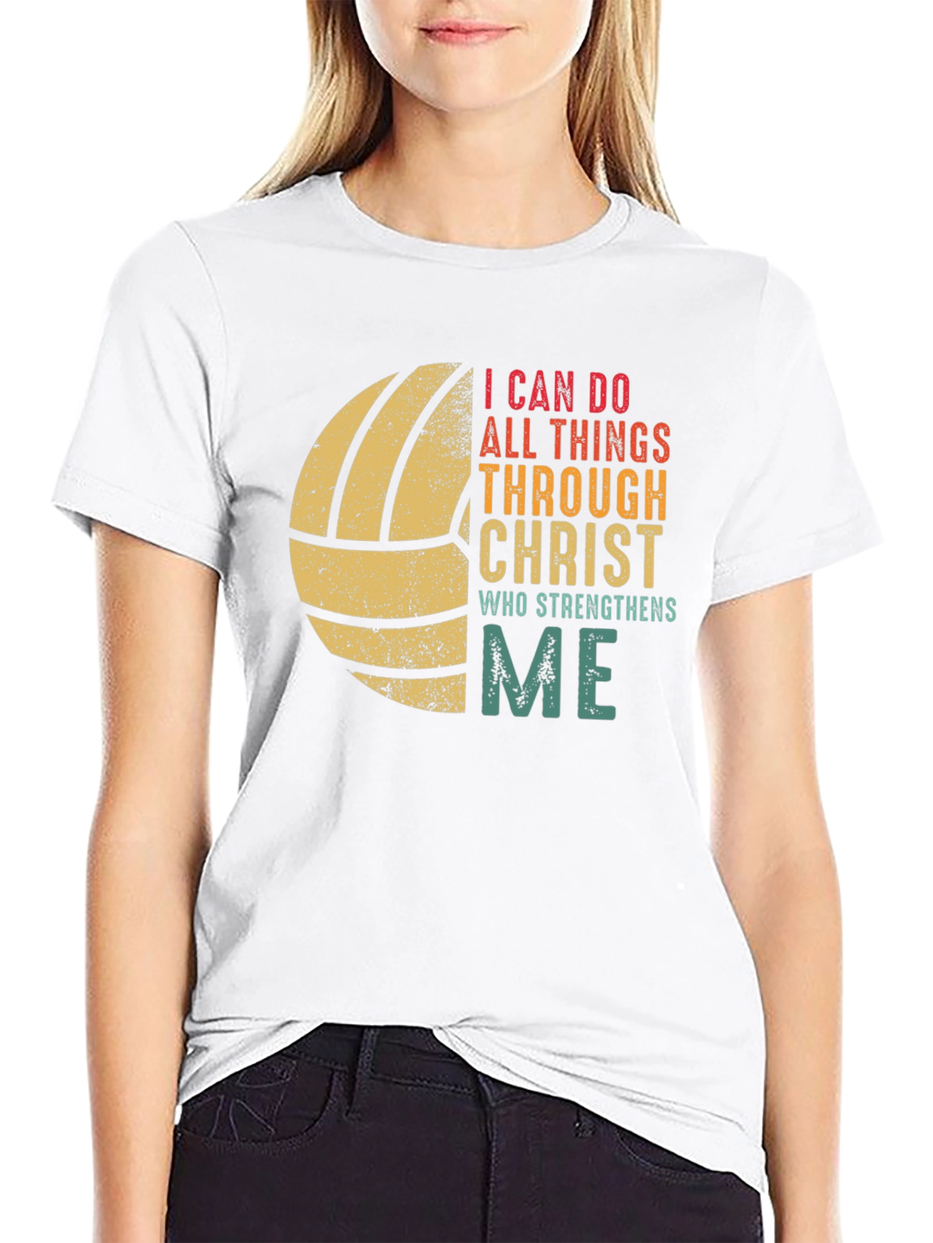 Black Volleyball I Can Do All Things T-Shirt view 9