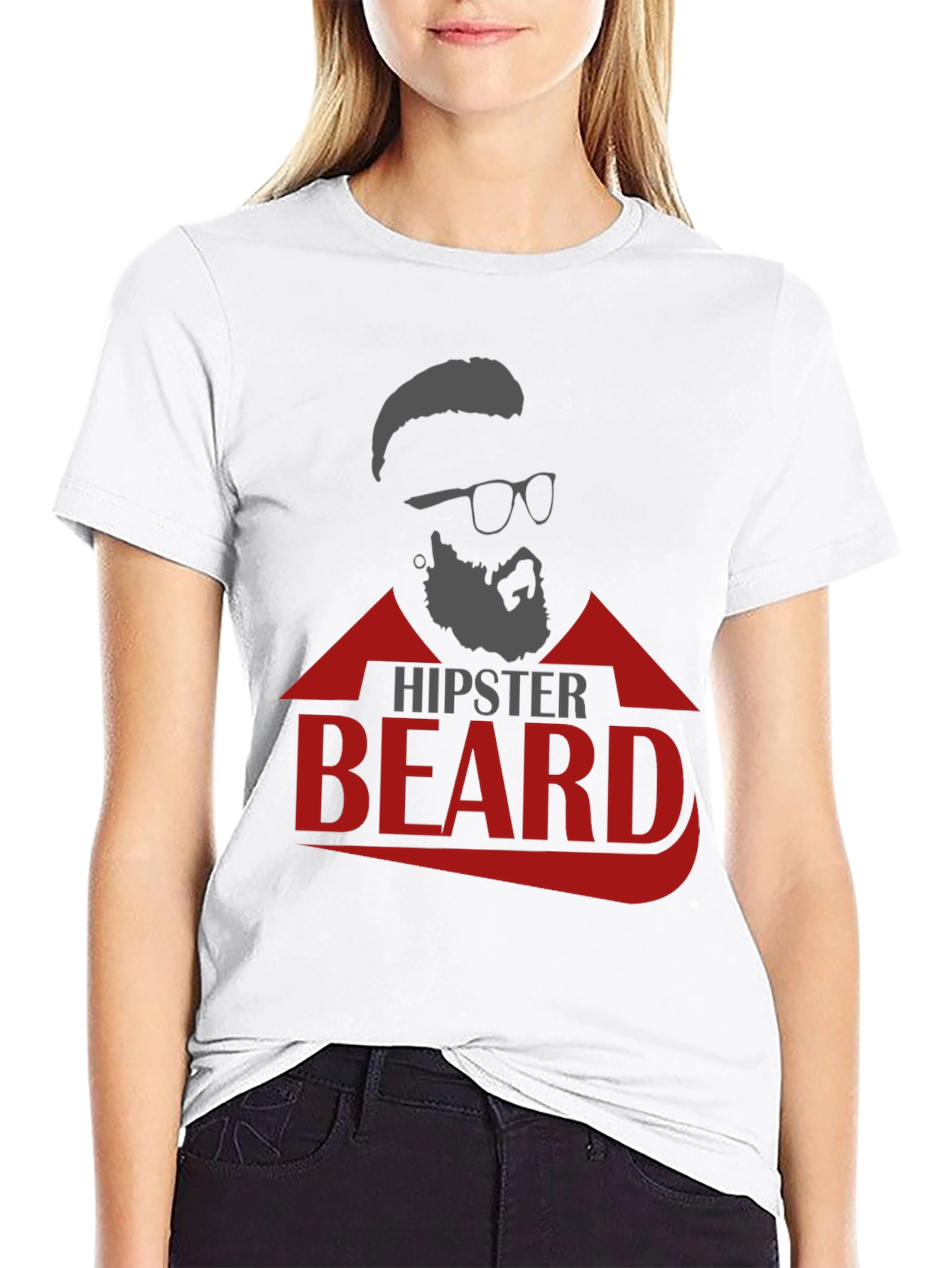 Black Hipster Beard Graphic T-Shirt view 9